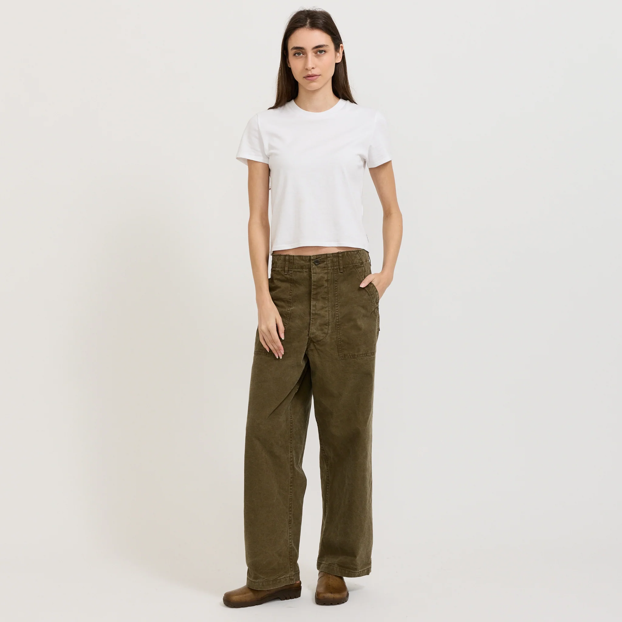 Womens Summer Fatigue Pants Olive - Image 2