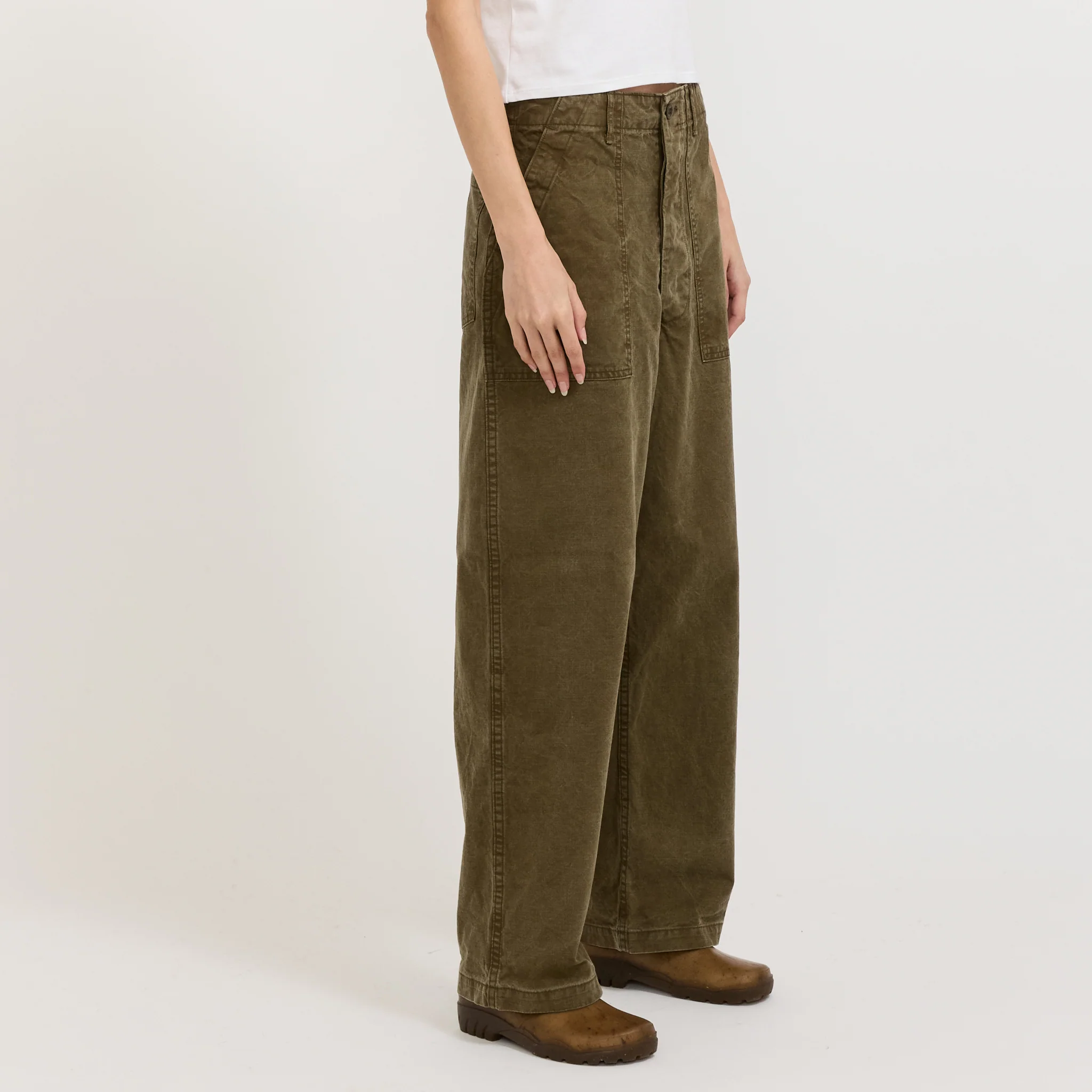 Womens Summer Fatigue Pants Olive - Image 3