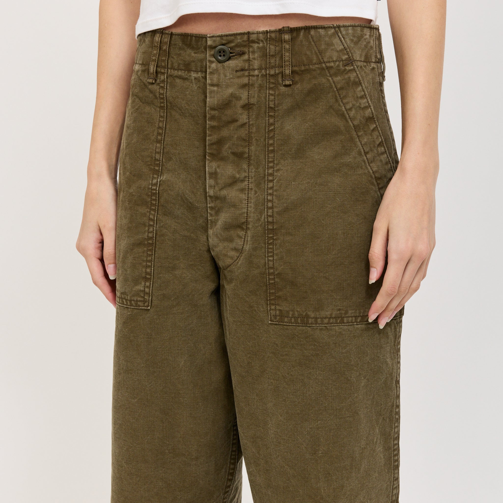 Womens Summer Fatigue Pants Olive - Image 7