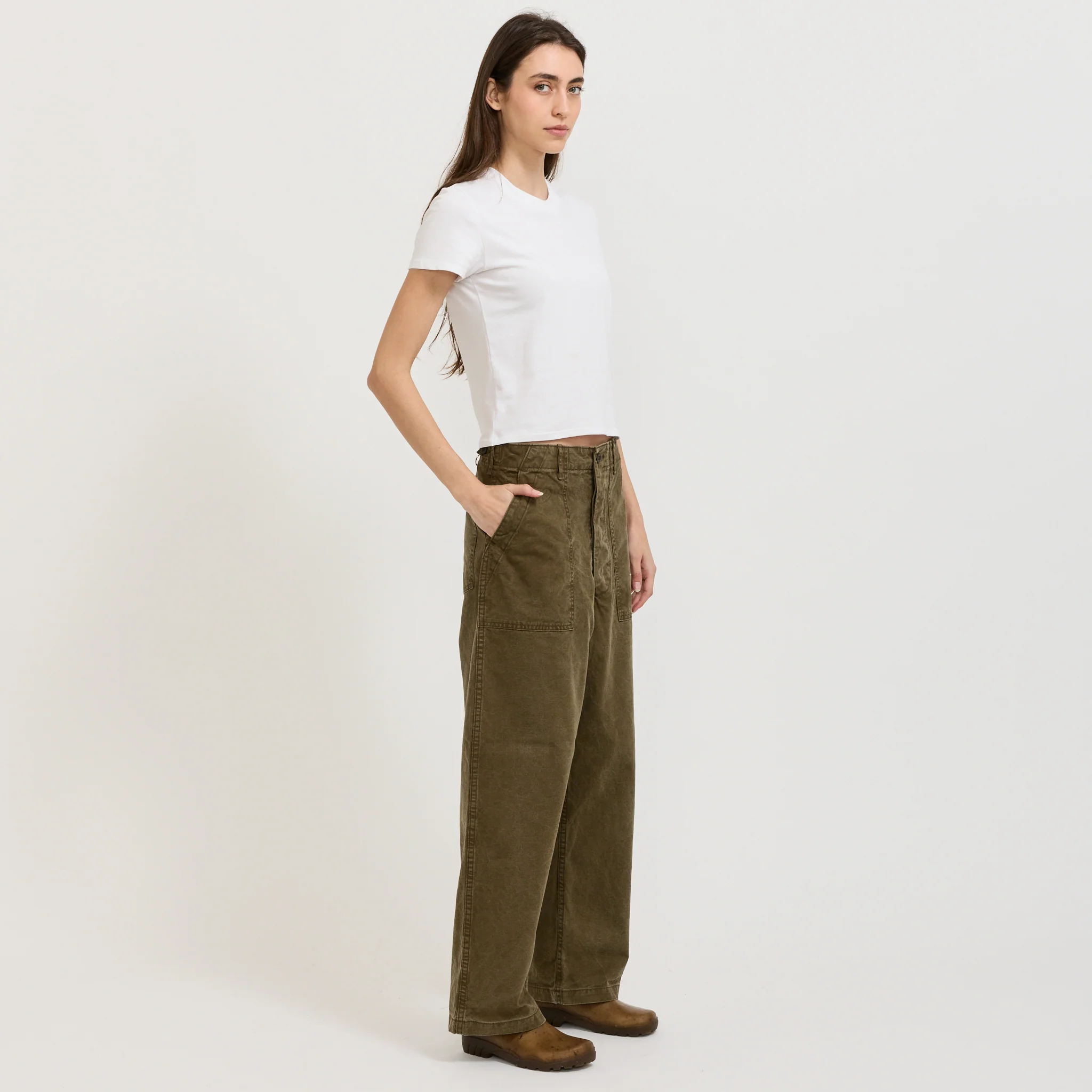 Womens Summer Fatigue Pants Olive - Image 8