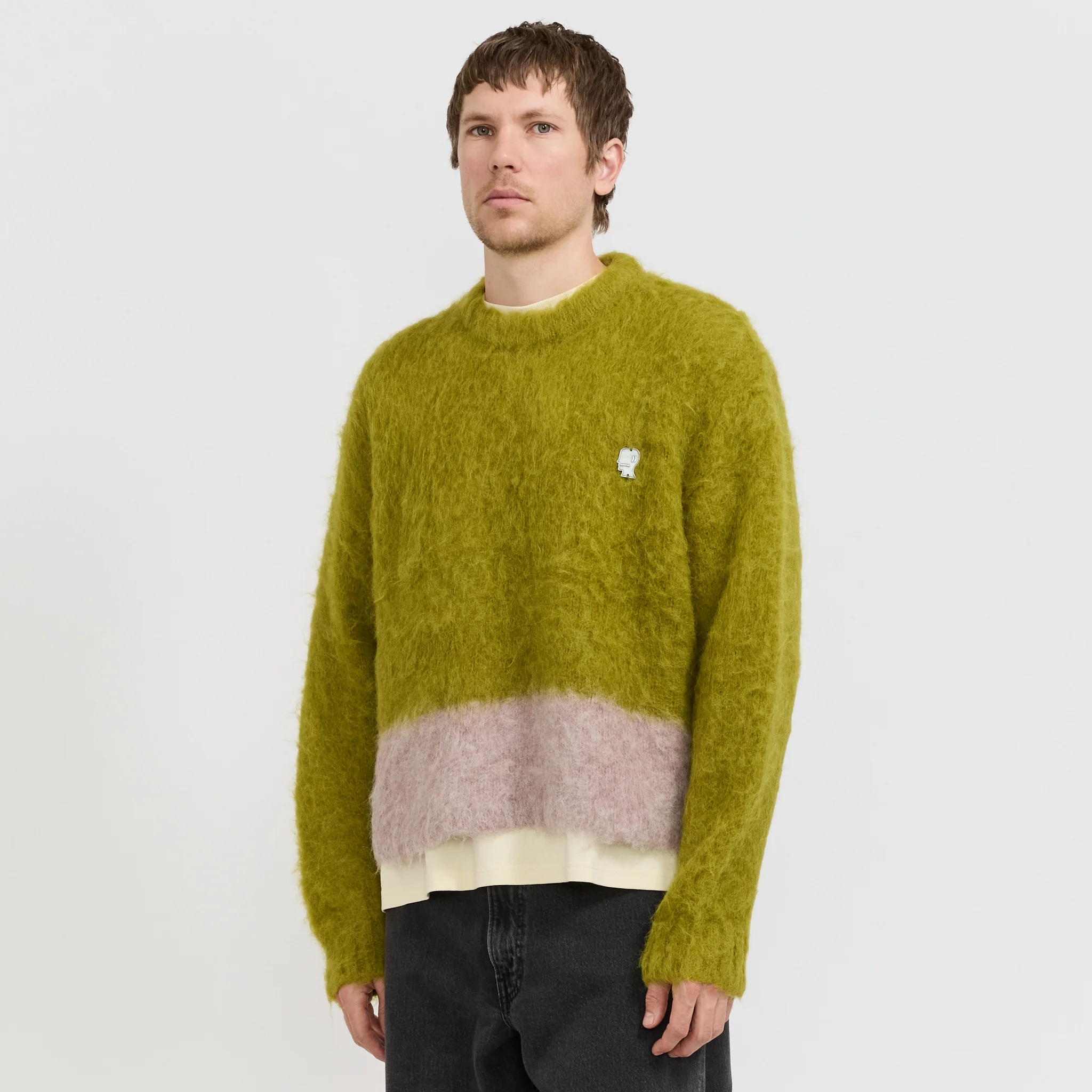 Super Hairy Boxy Knit Sweater Lime