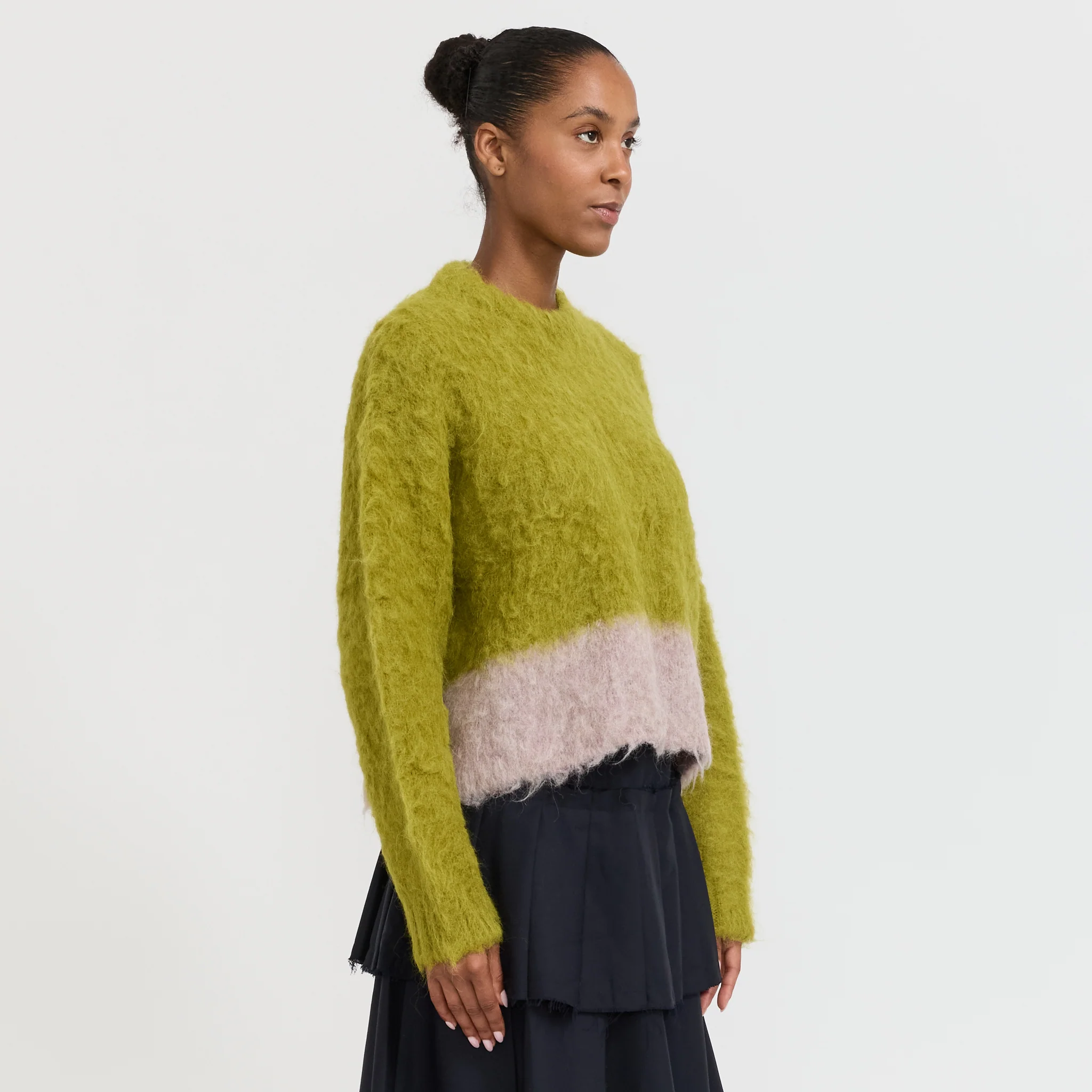 Super Hairy Boxy Knit Sweater Lime Womens - Image 3