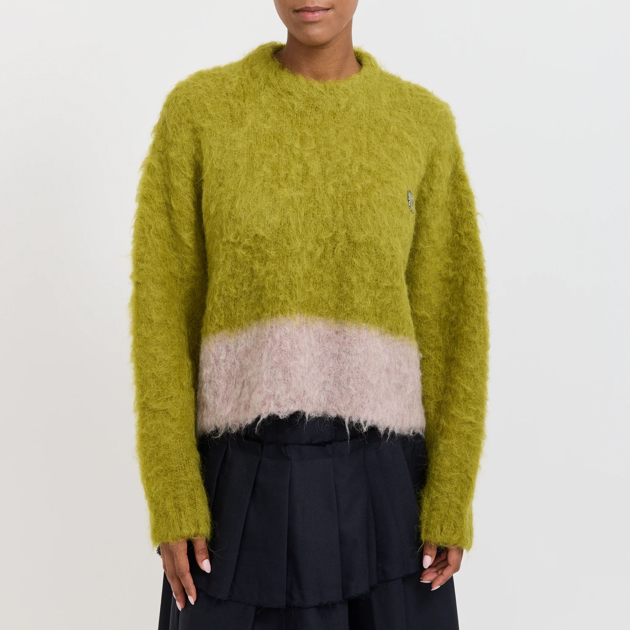 Super Hairy Boxy Knit Sweater Lime Womens - Image 5