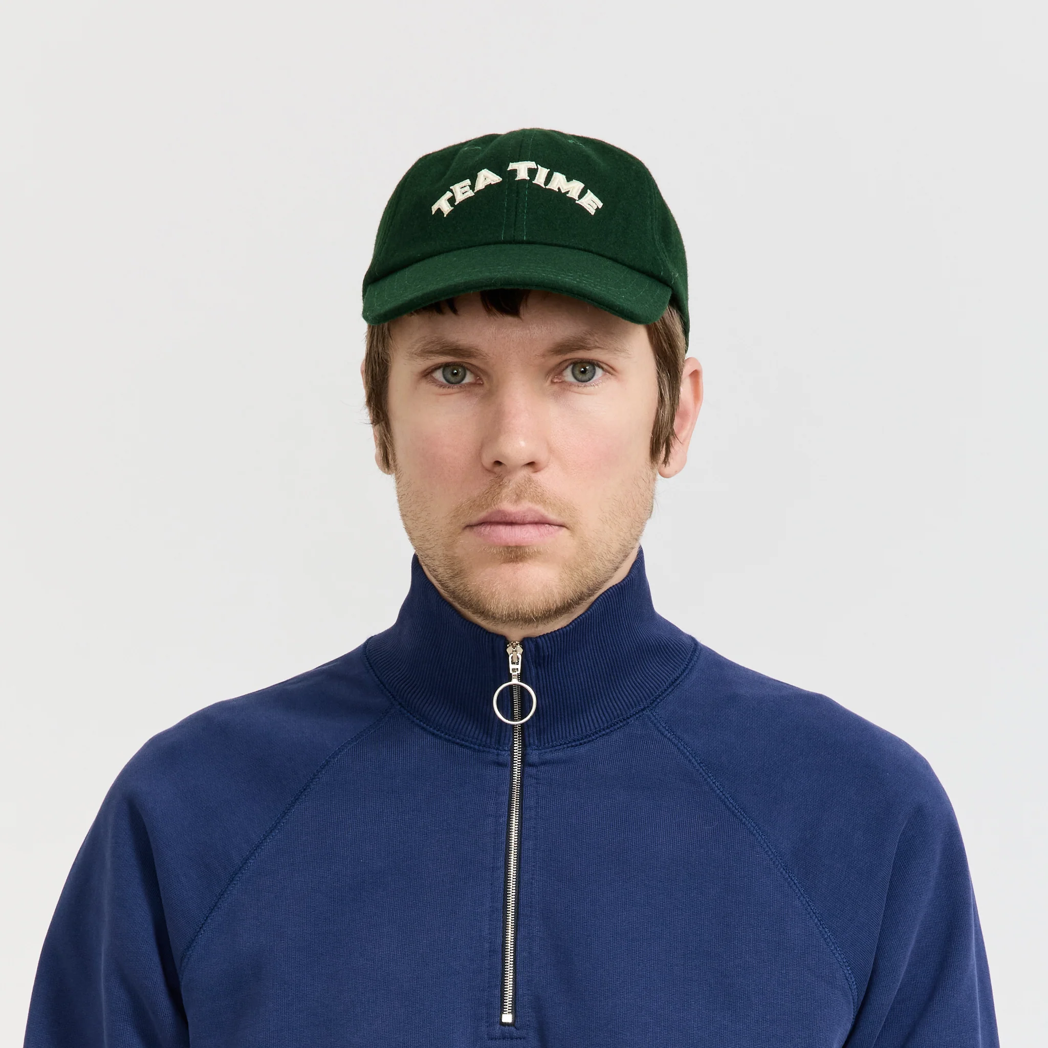 Tea Time Wool Baseball Cap Forest Green