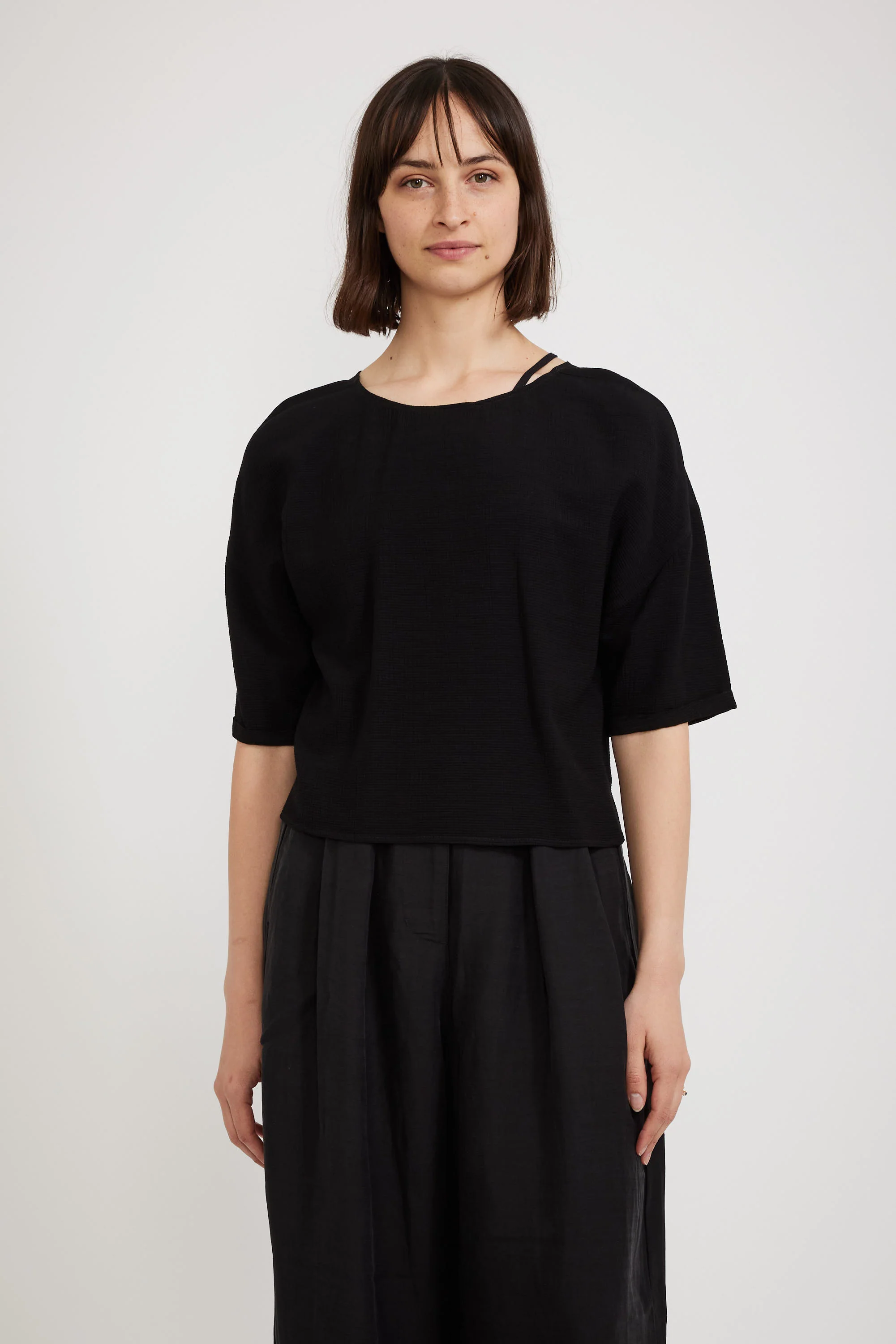 Textured Crepe T-Shirt Black