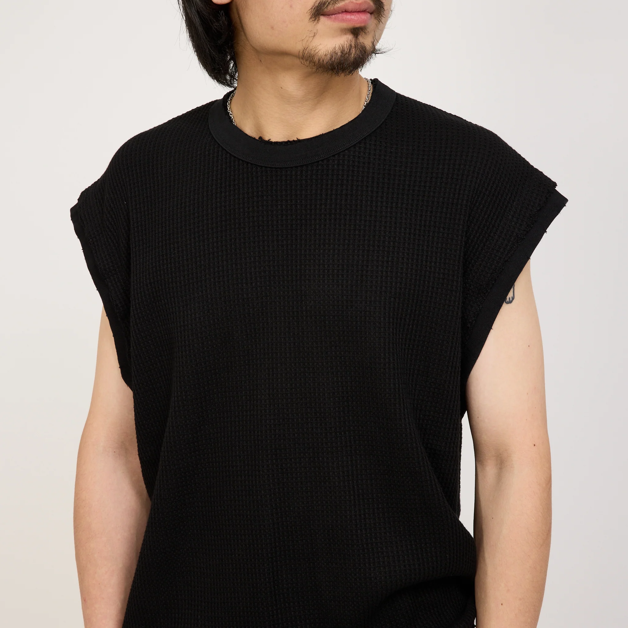 Thrashed Waffle Singlet Black - Image 5