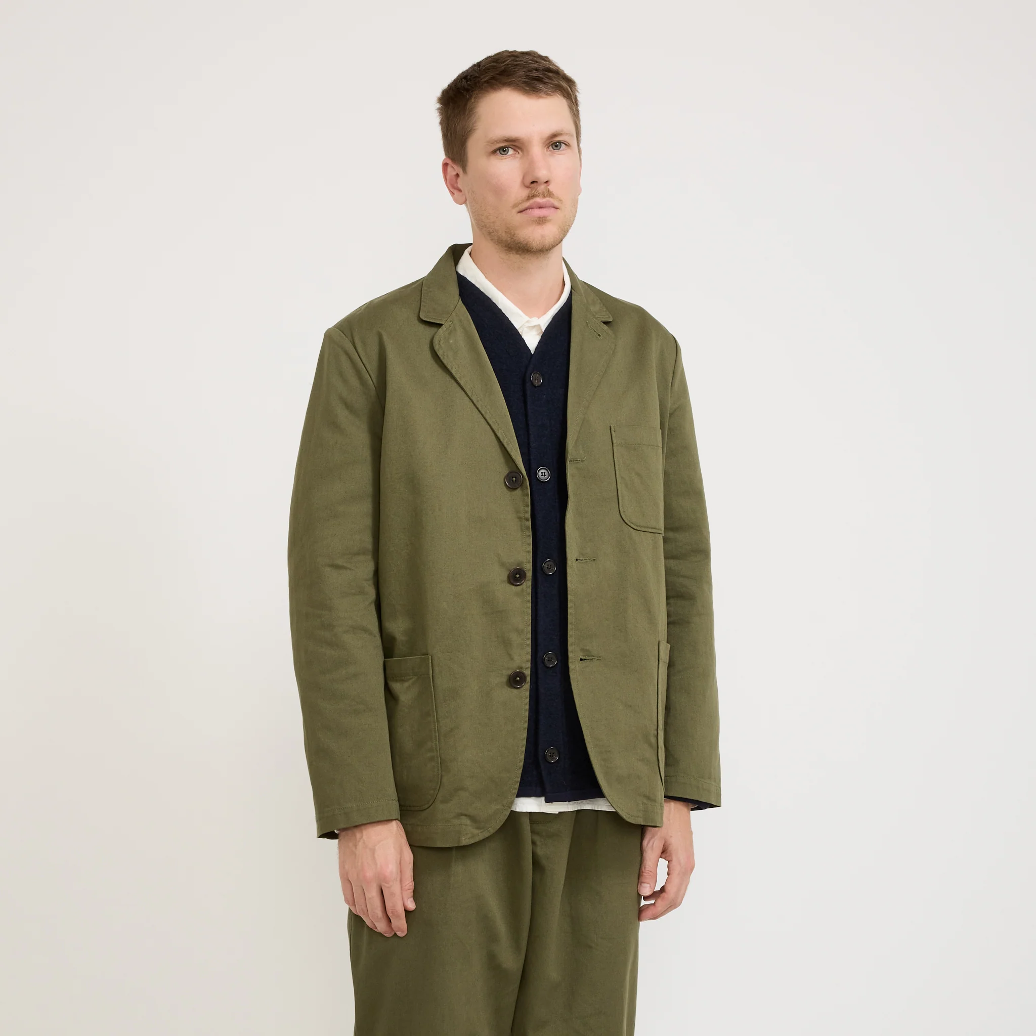 Three Button Jacket Twill Light Olive