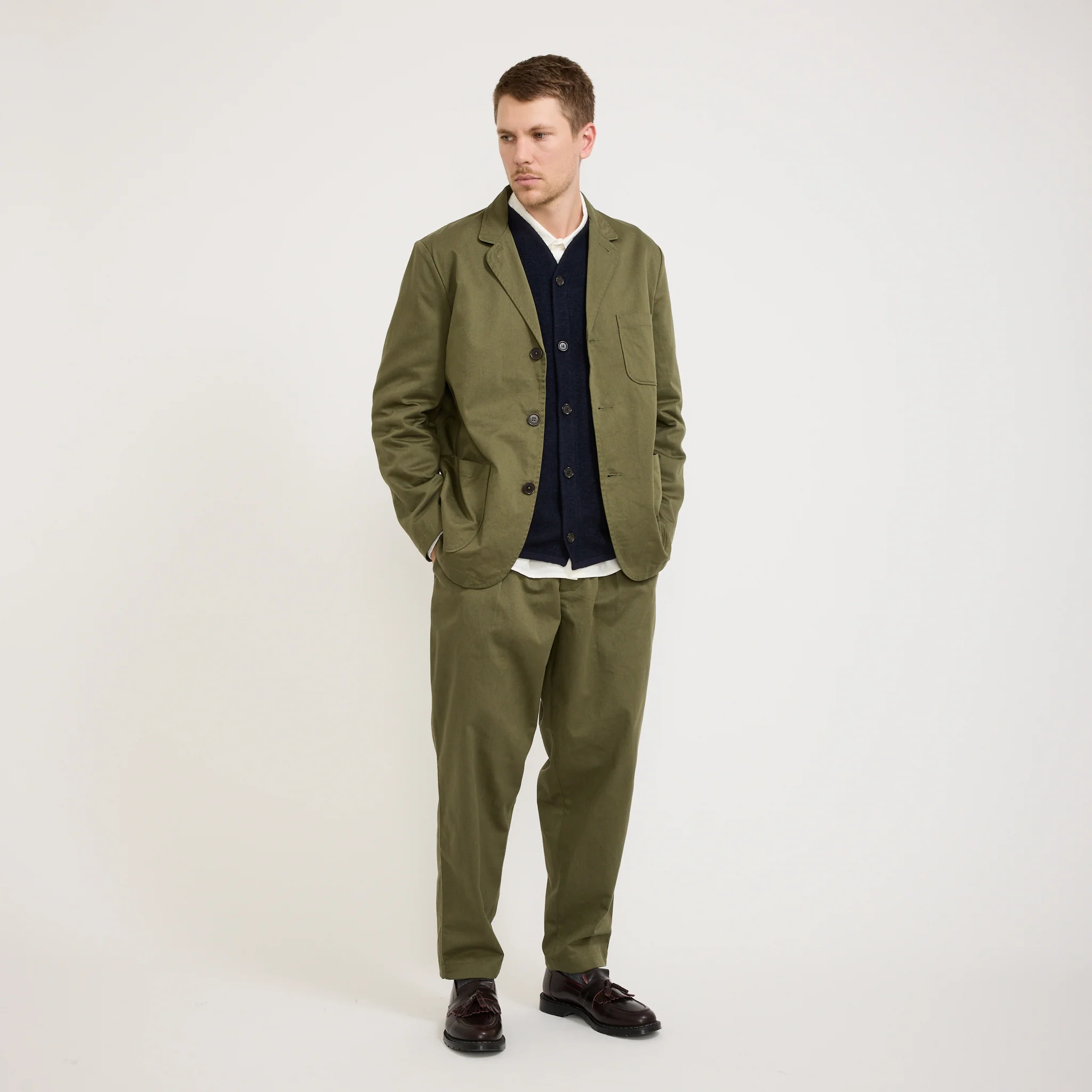 Three Button Jacket Twill Light Olive - Image 2