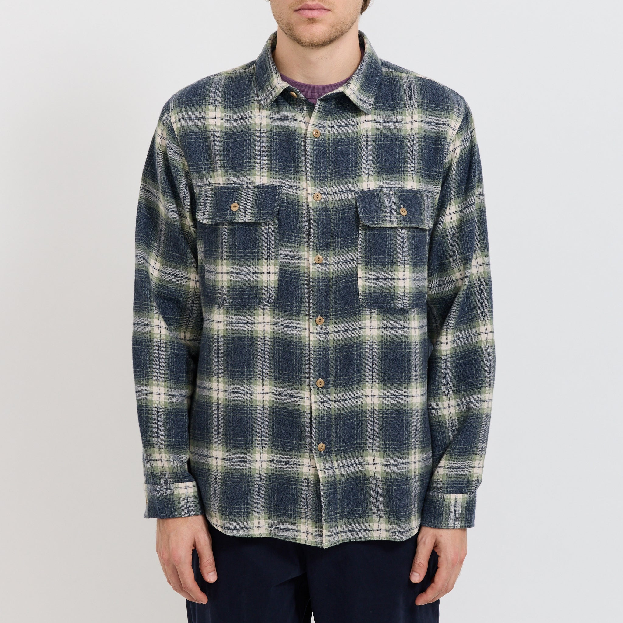 Twin Pocket Flannel Shirt Blue Multi - Image 5