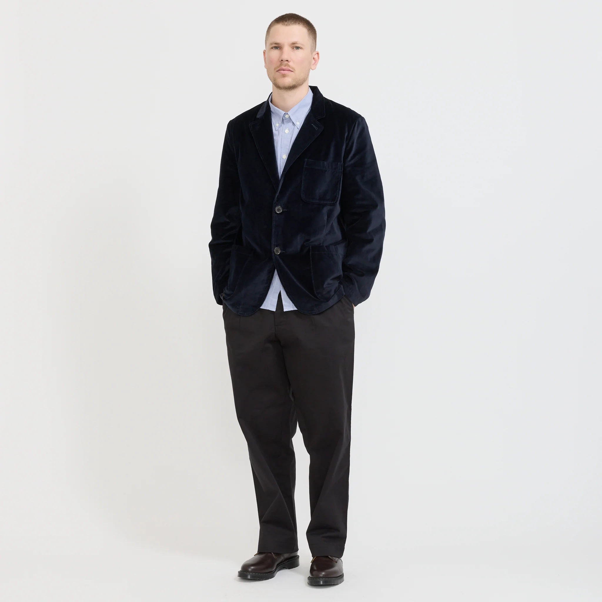 Two Button Jacket Velveteen Navy - Image 4