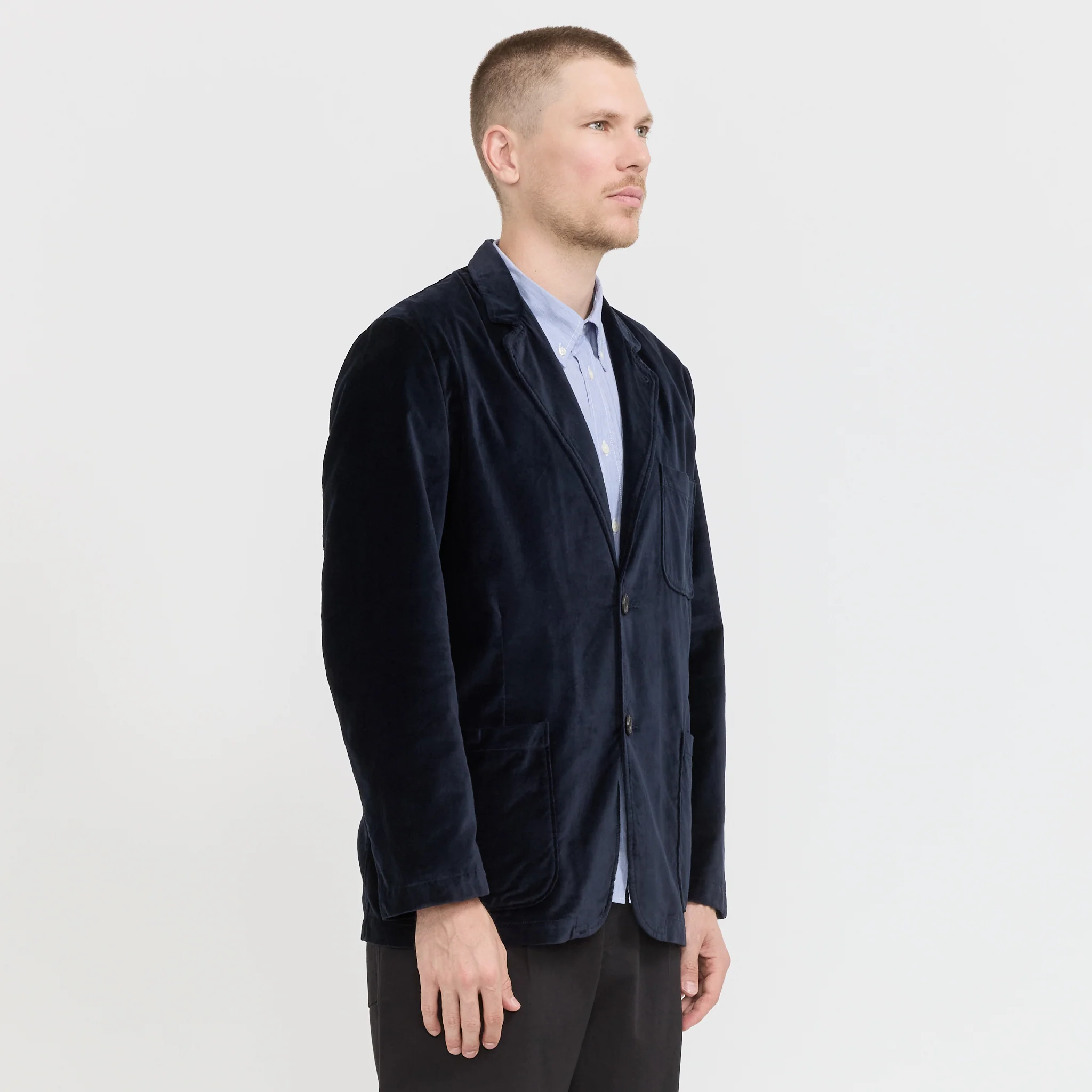 Two Button Jacket Velveteen Navy - Image 5