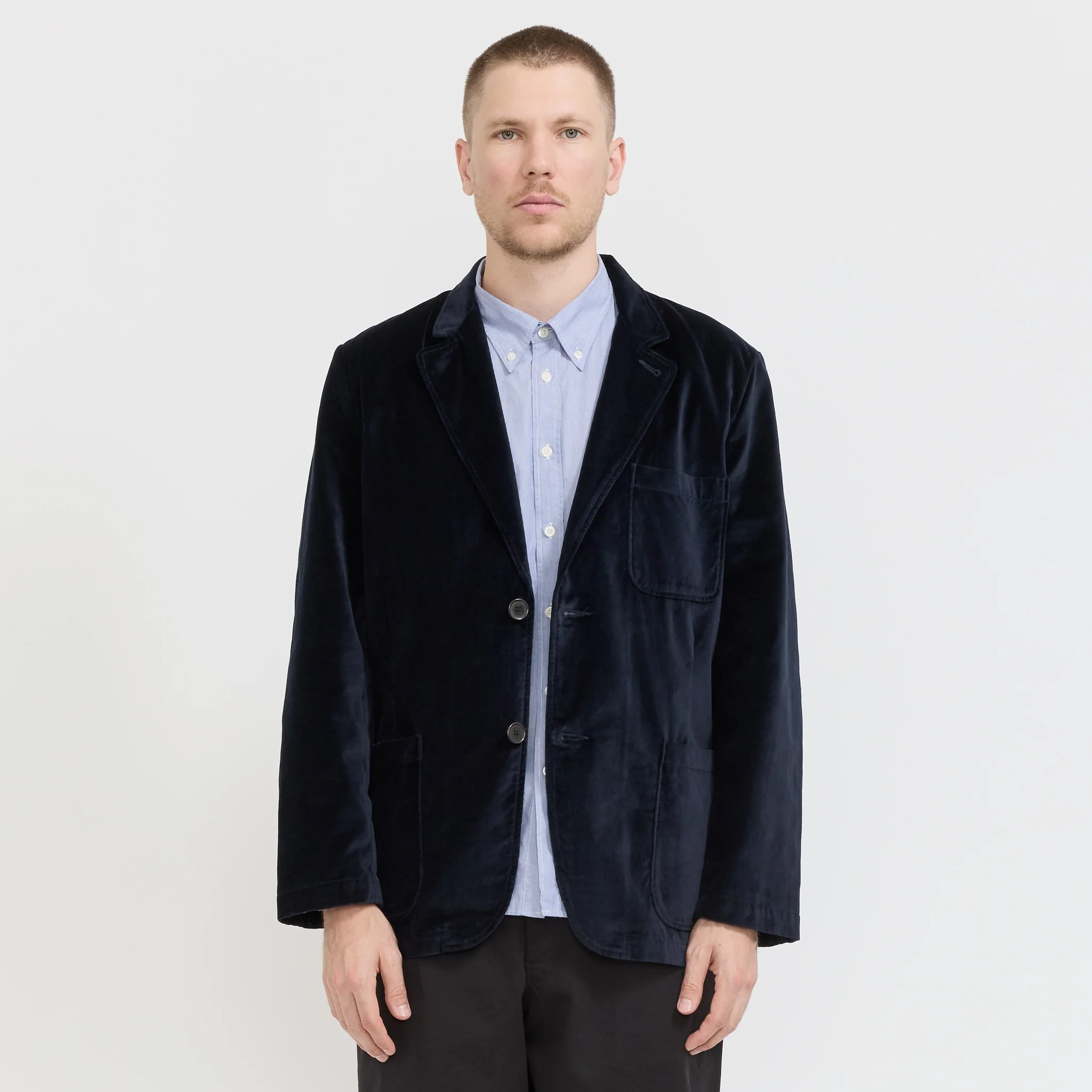 Two Button Jacket Velveteen Navy - Image 7