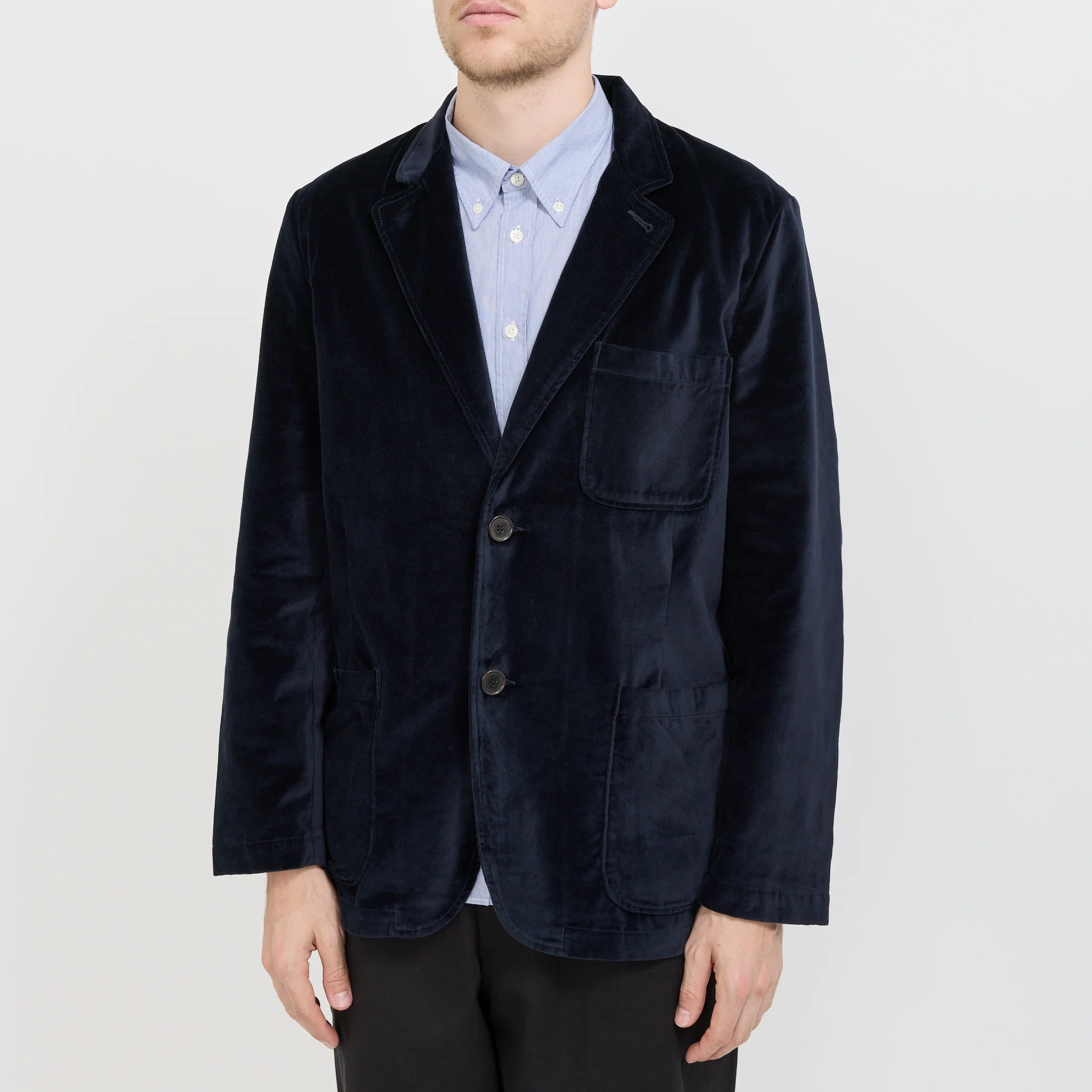 Two Button Jacket Velveteen Navy - Image 8