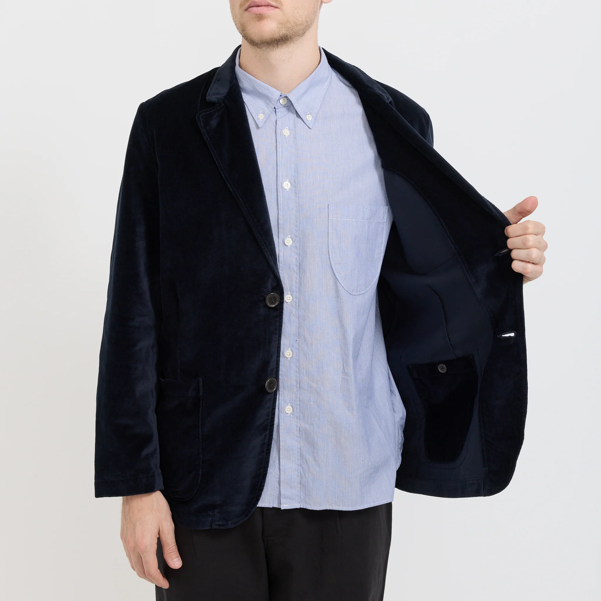 Two Button Jacket Velveteen Navy - Image 9