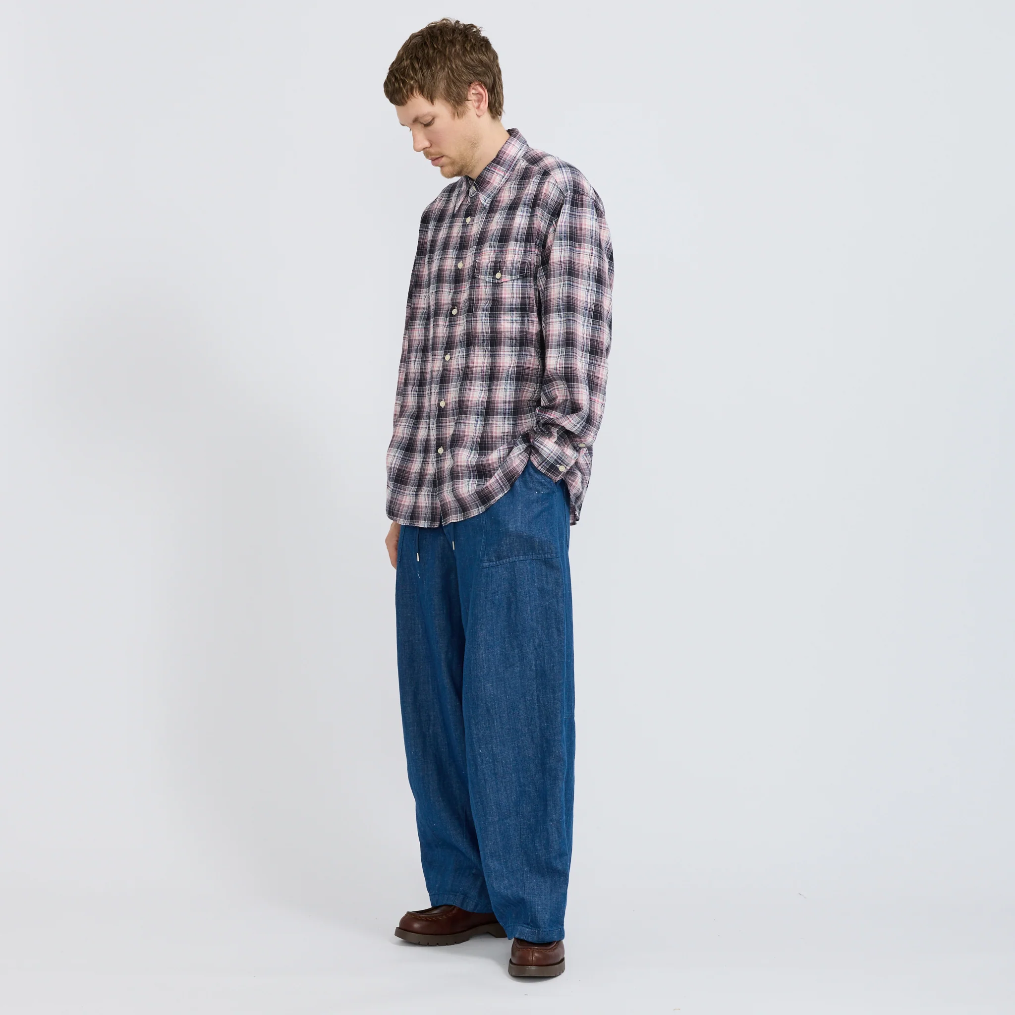 Uneven Check Shirt Pink - Image 2