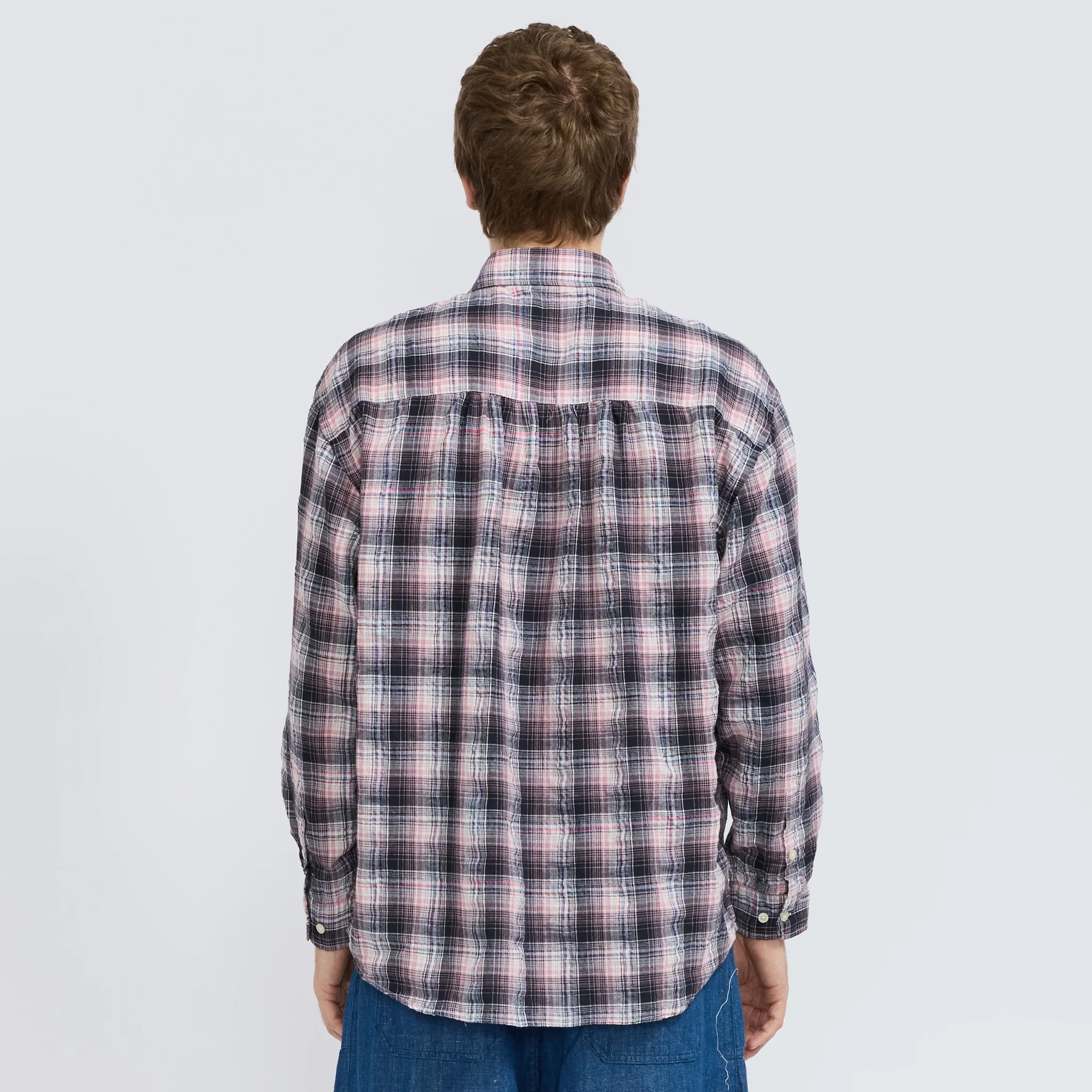 Uneven Check Shirt Pink - Image 4