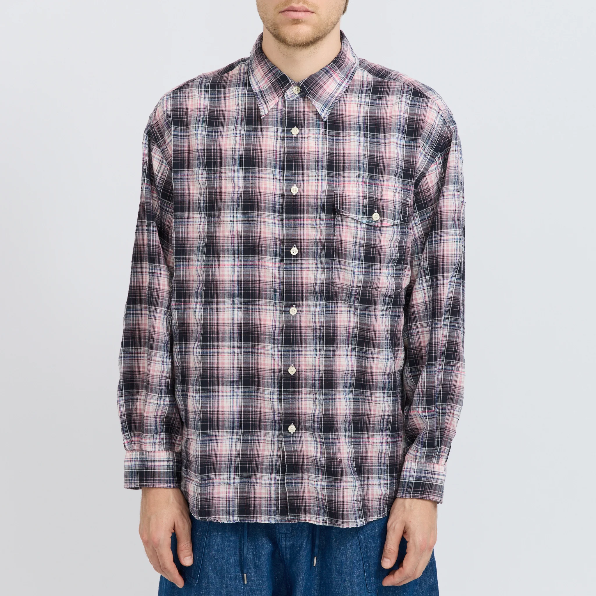 Uneven Check Shirt Pink - Image 5