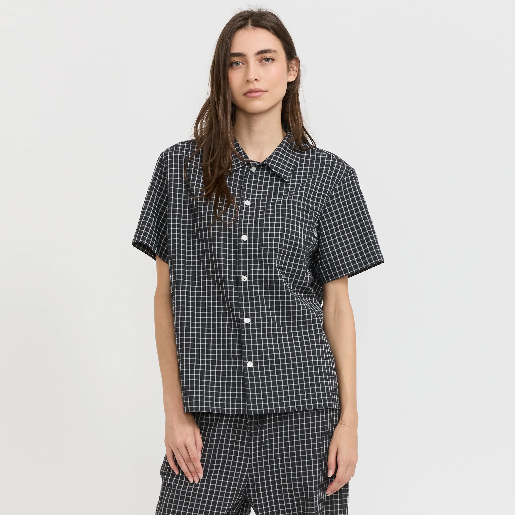 Unisex Holiday Checked Shirt Black Check