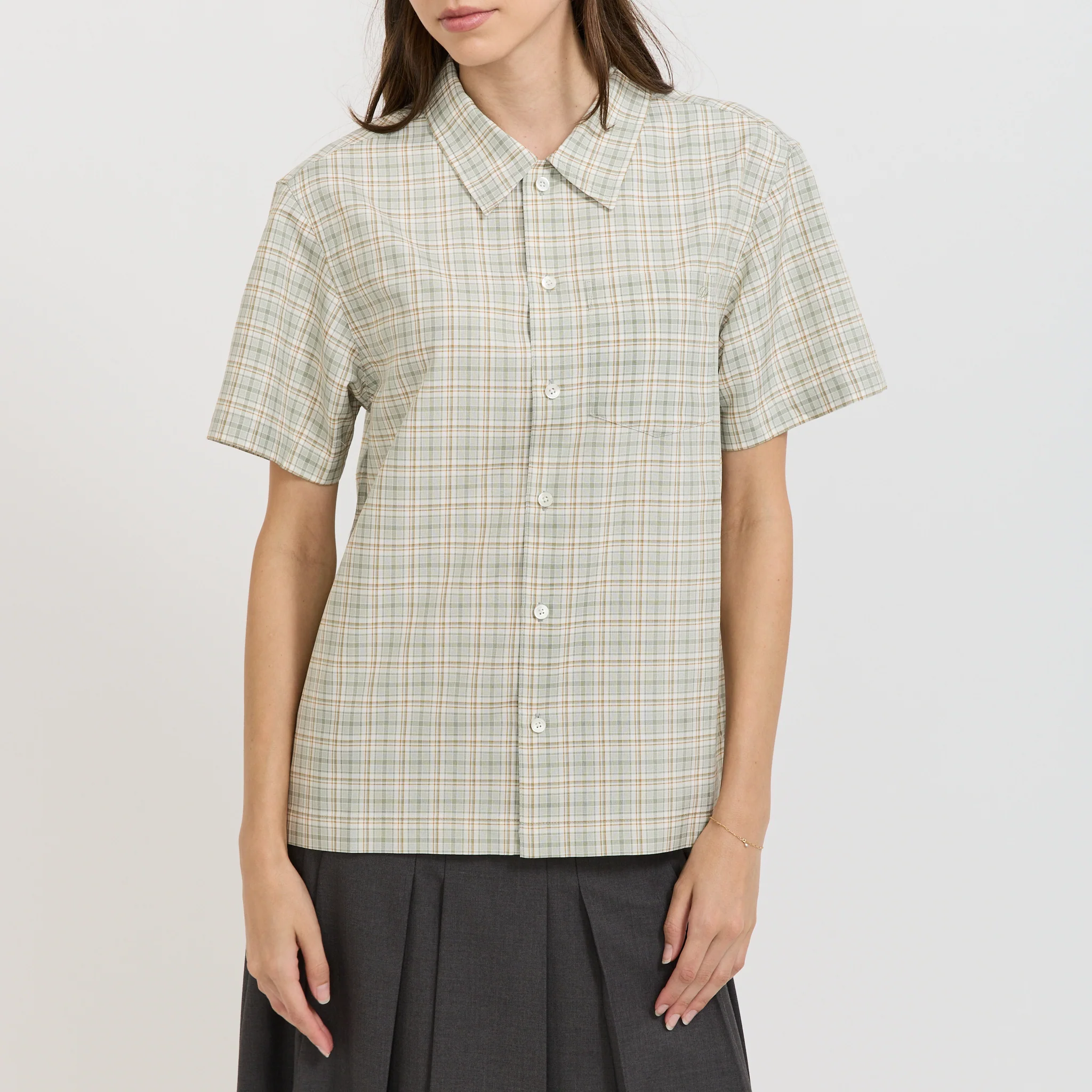 Unisex Holiday Checked Shirt Olive Check - Image 5