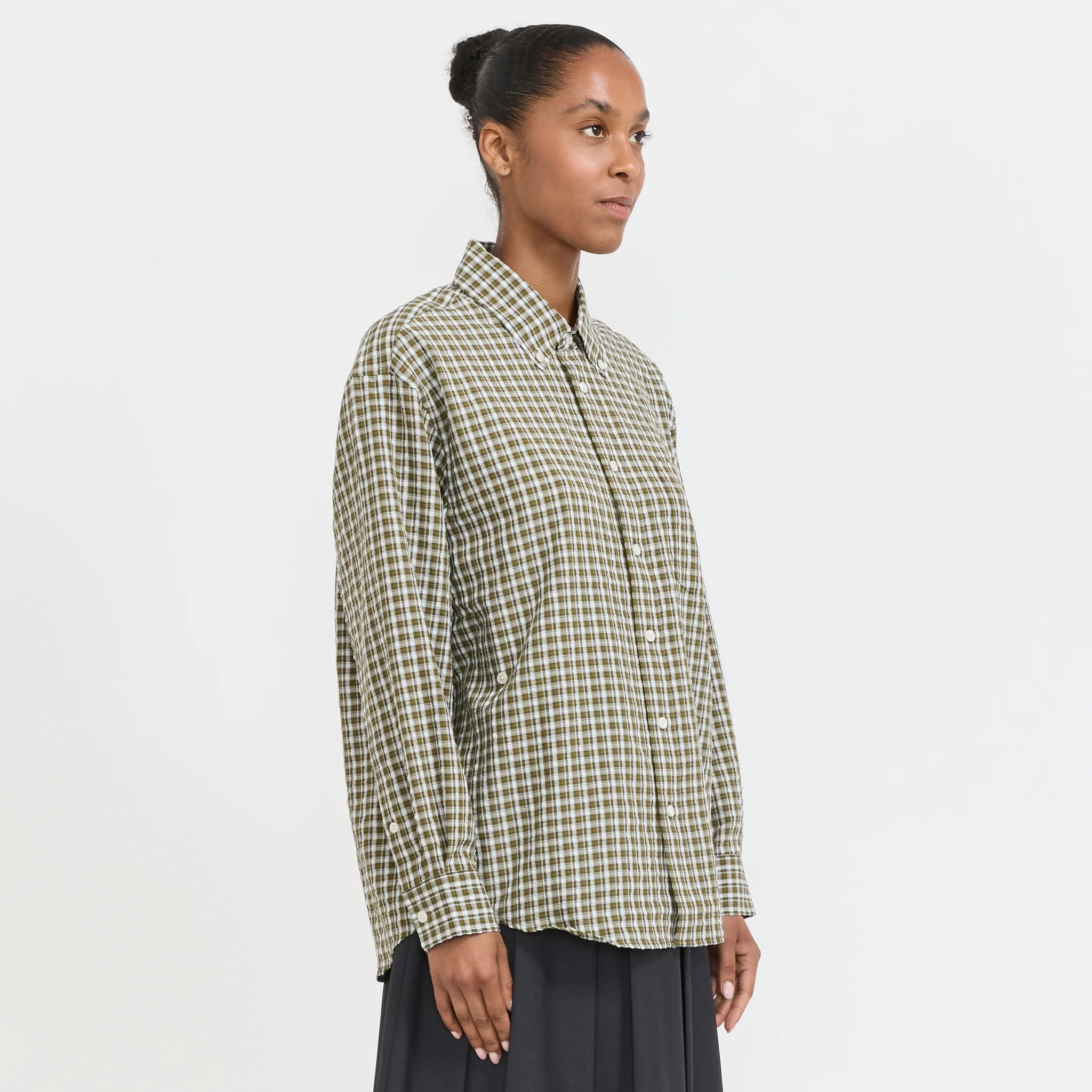 Unisex Oversized BD Checked Khaki Green Check - Image 3