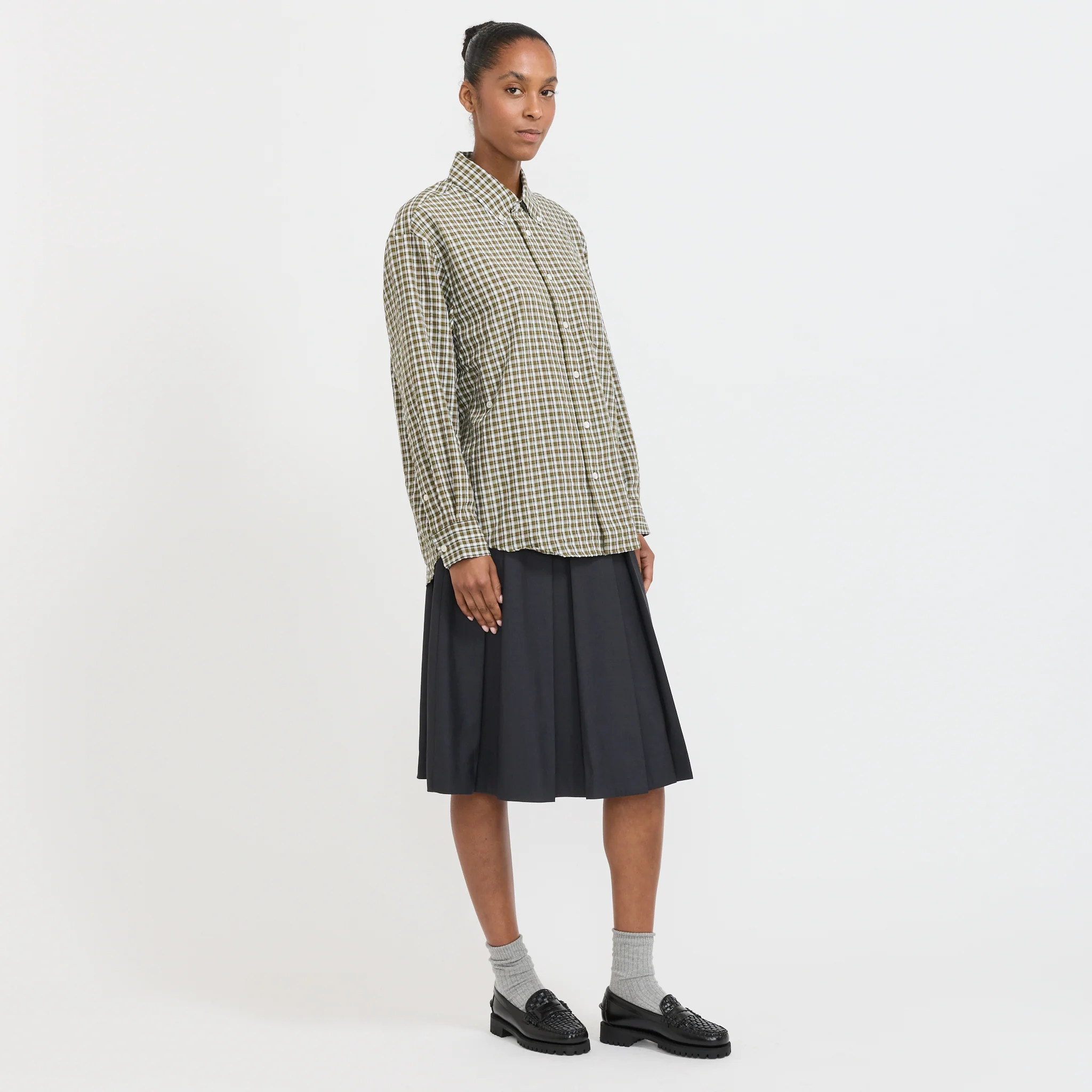 Unisex Oversized BD Checked Khaki Green Check - Image 6