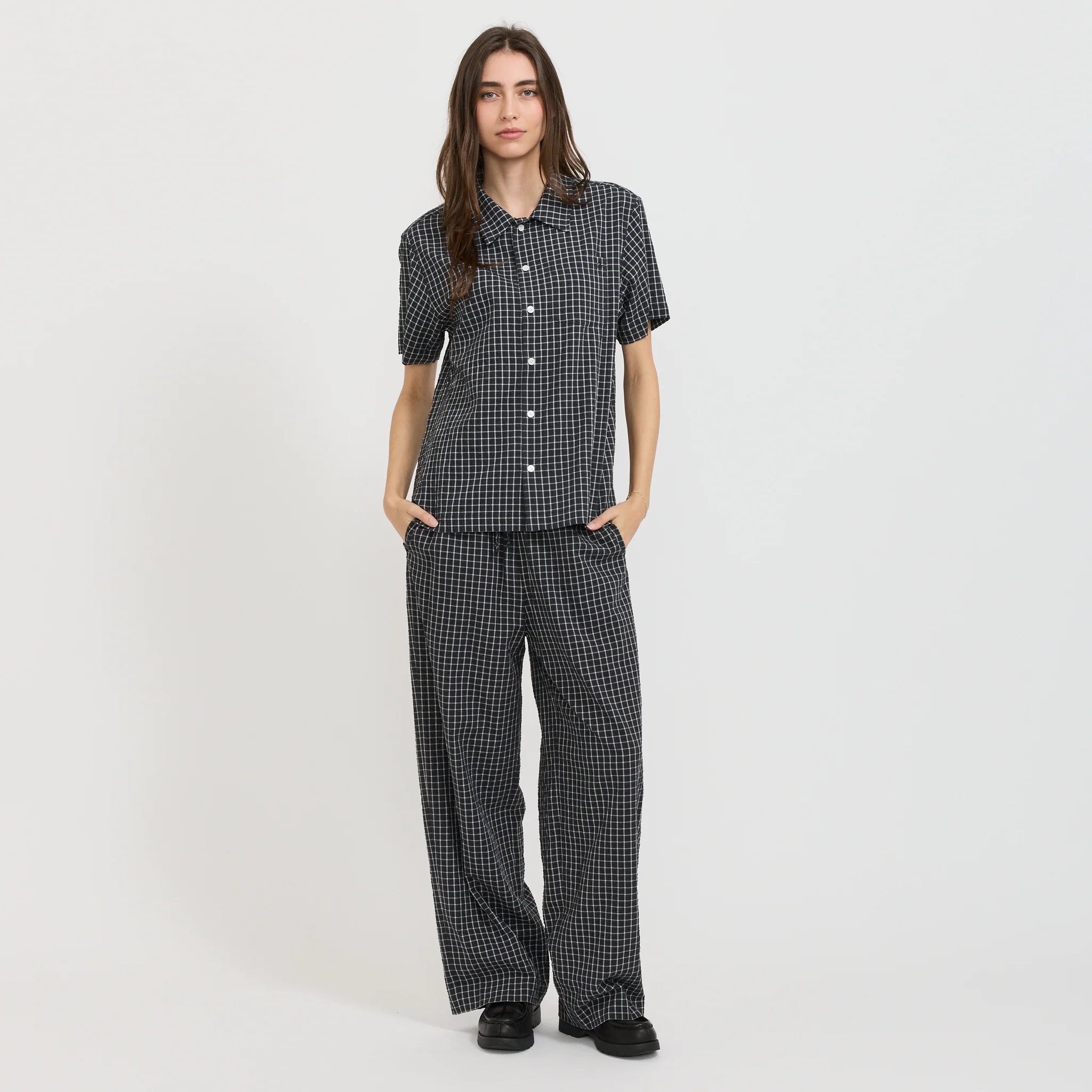 Unisex Pajama Slacks Black Check - Image 7