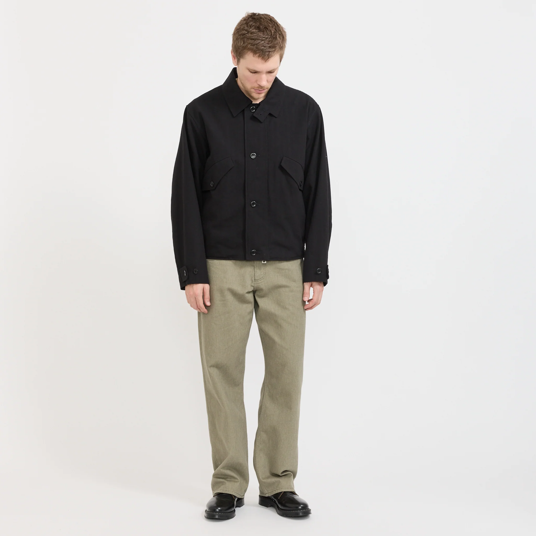 Vandel Herringbone Twill Flight Jacket All Black - Image 2