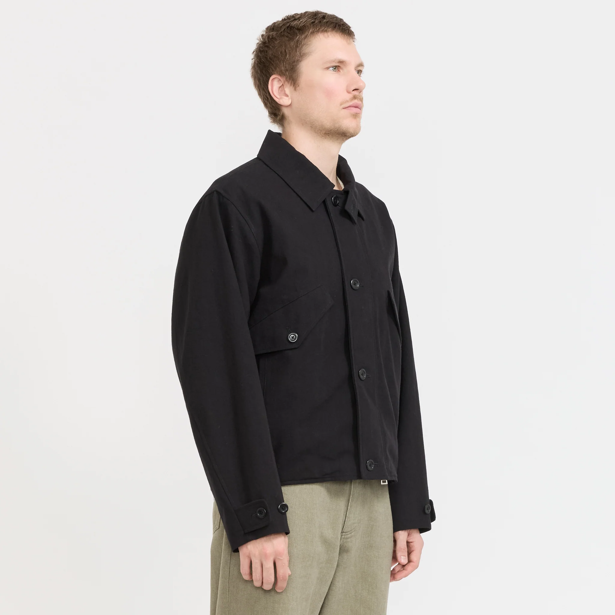 Vandel Herringbone Twill Flight Jacket All Black - Image 3