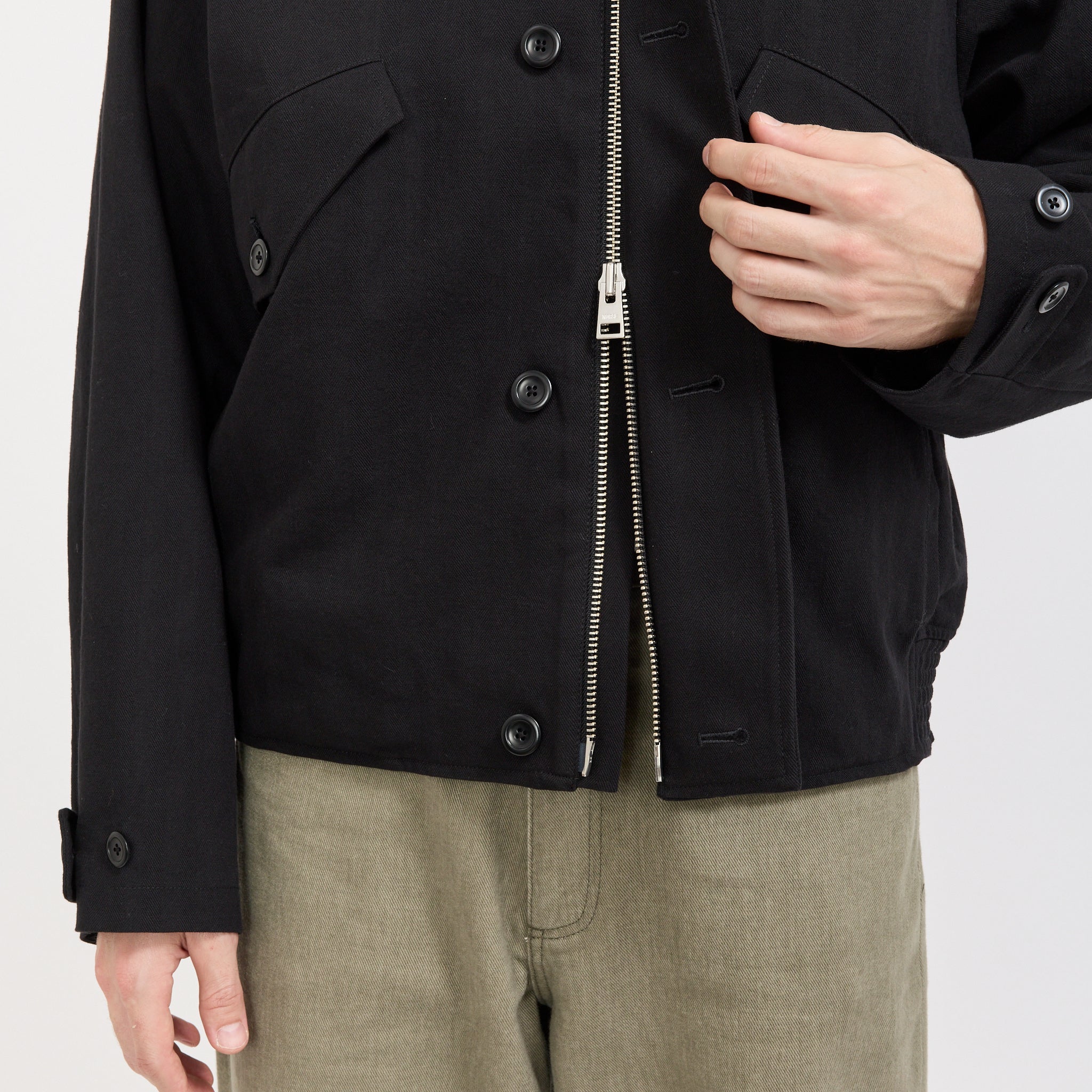 Vandel Herringbone Twill Flight Jacket All Black - Image 7