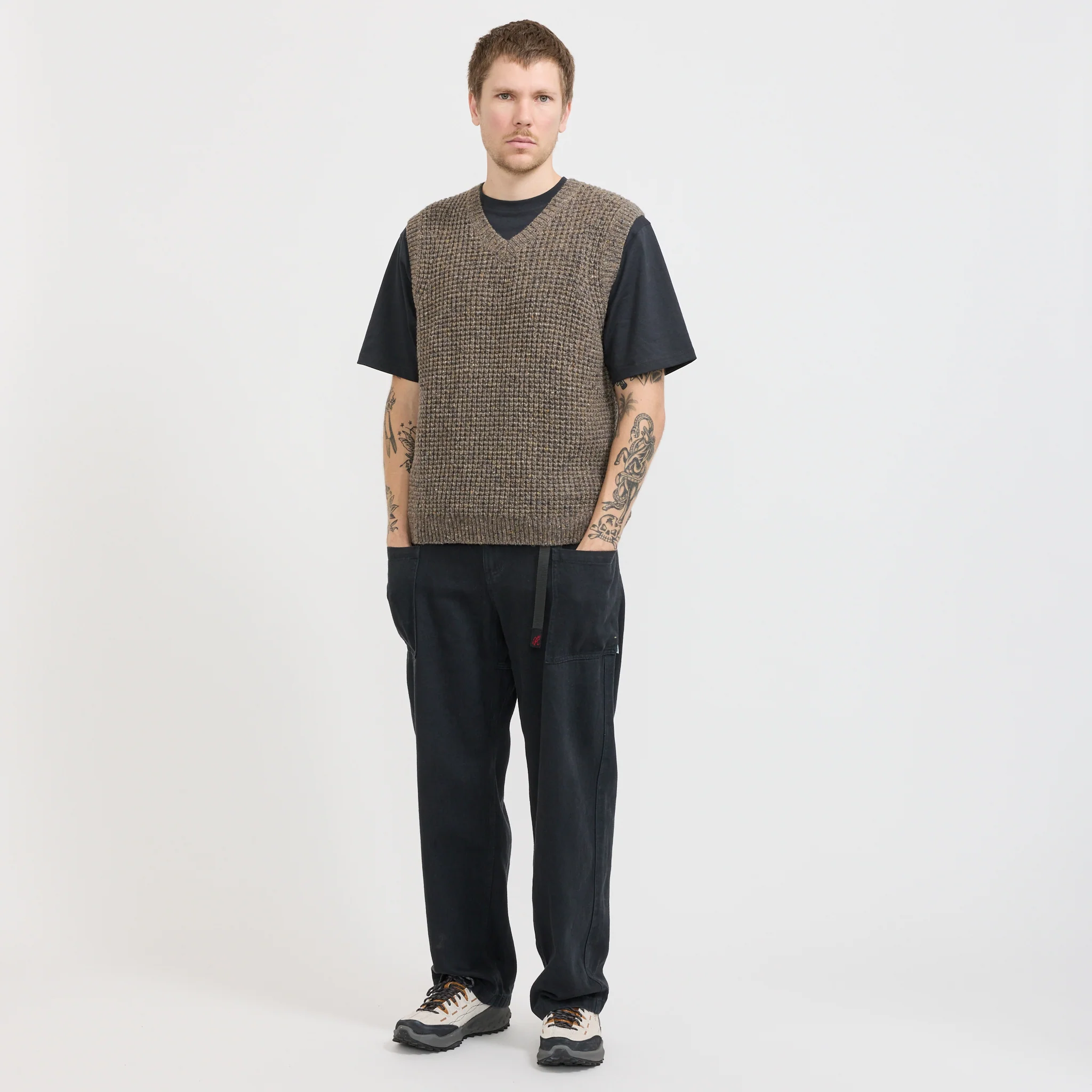 Vee Knit Vest Brown Multi - Image 2