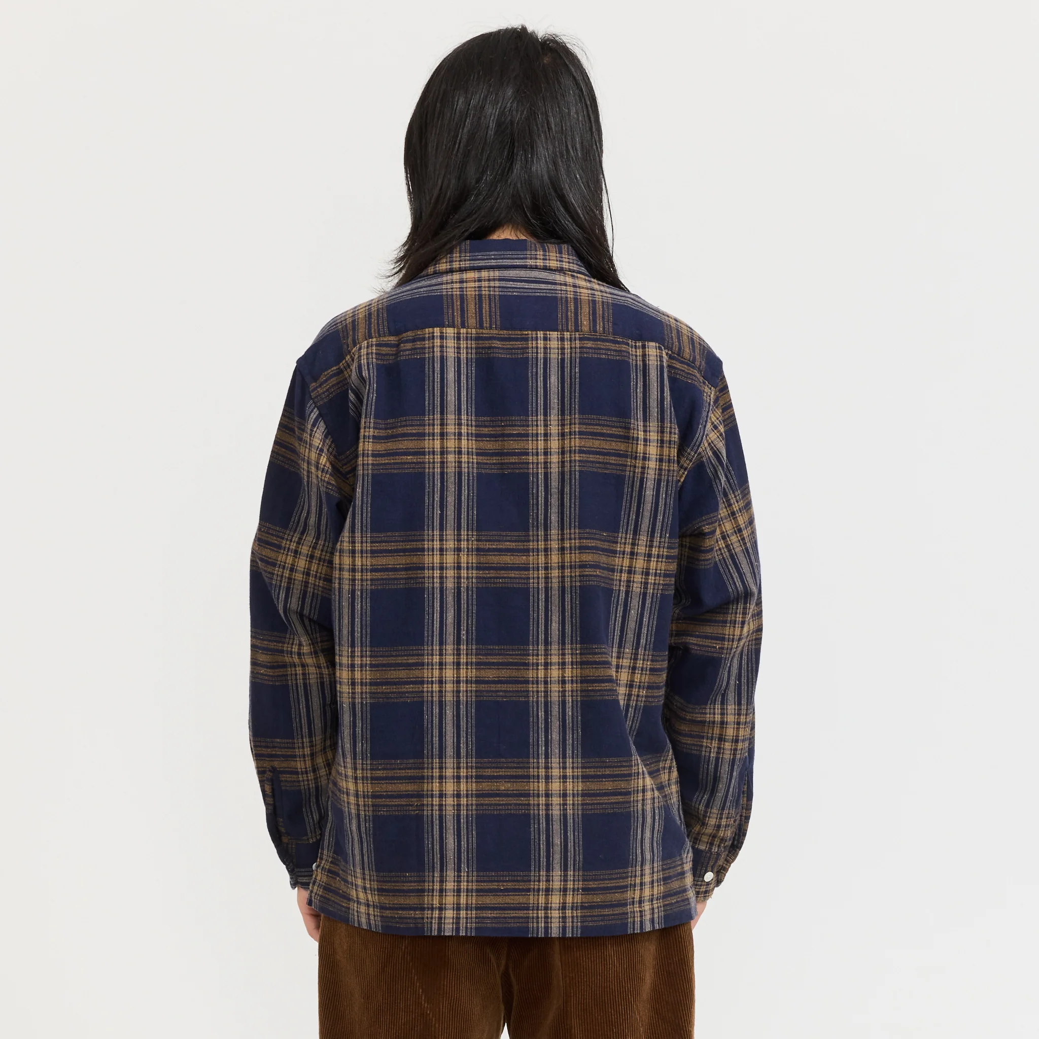 Vincent Nep Herringbone Plaid Shirt Khaki - Image 3
