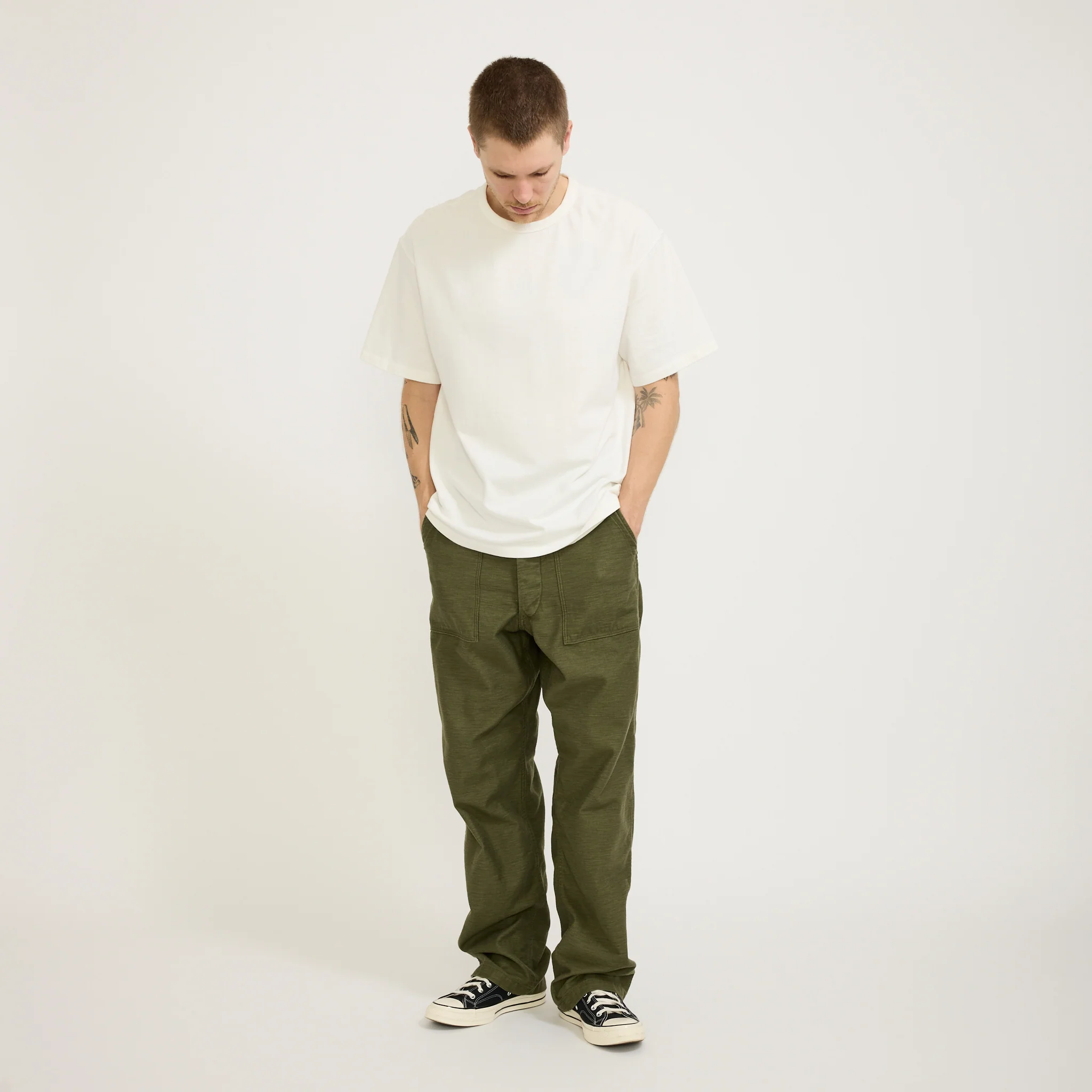 Vintage Fit Fatigue Pants Dark Olive - Image 7