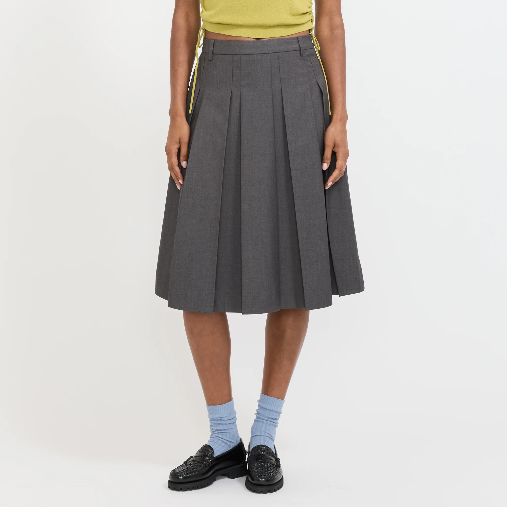 Volume Pleats Midi Skirt Mid Grey