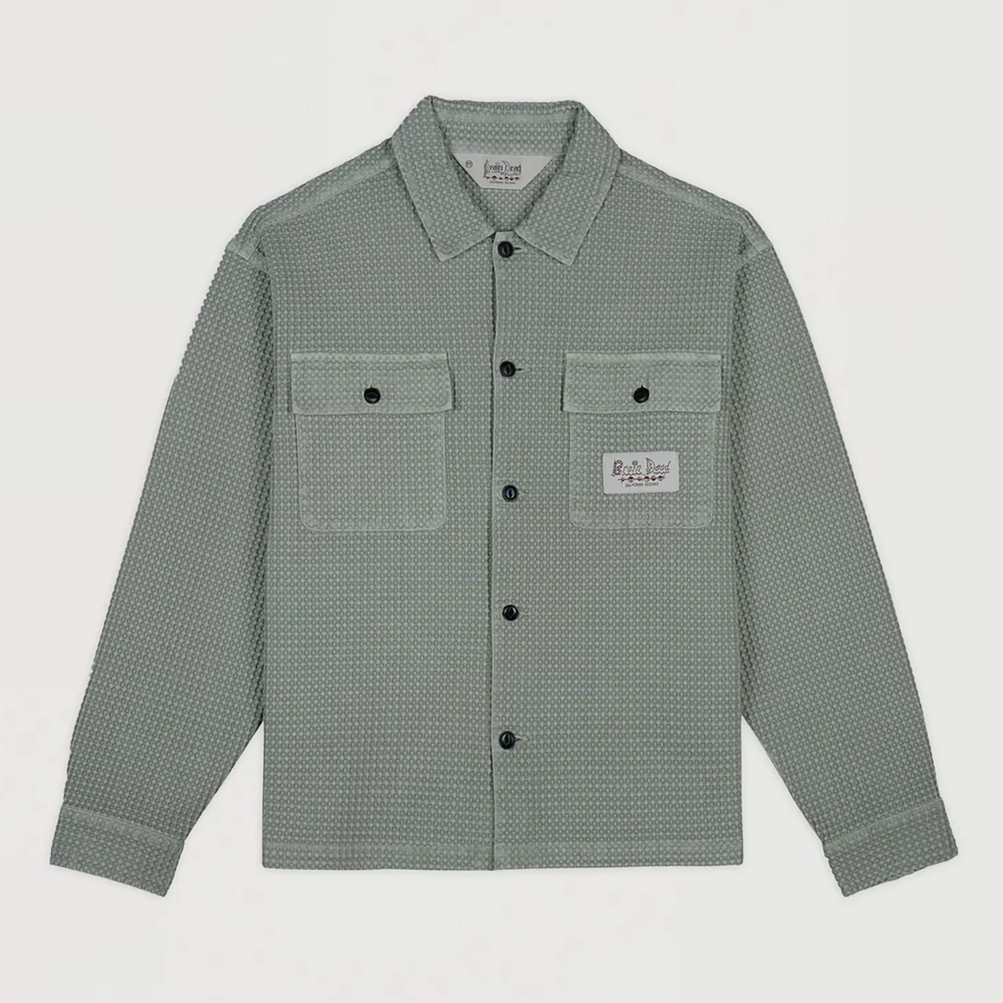 Waffle Button Front Shirt Silver Pine - Image 10