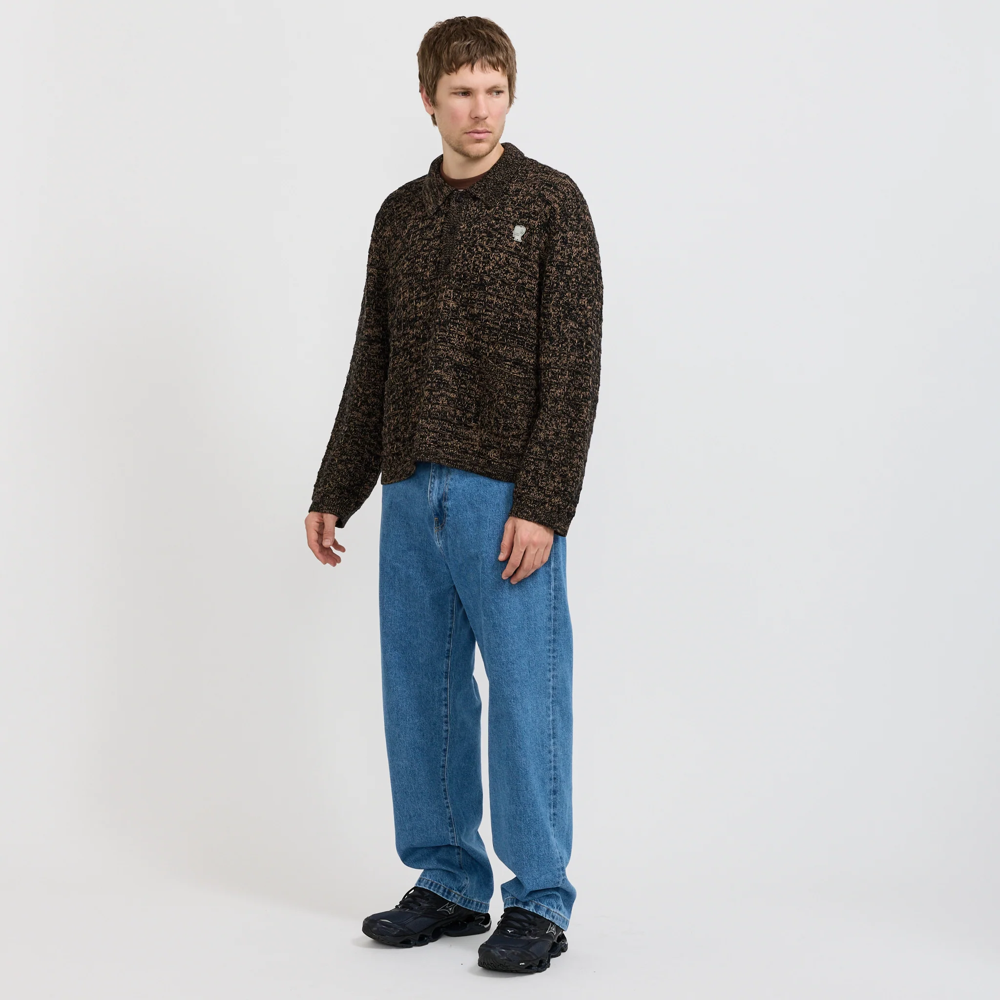 Waffle Pullover Sweater Charcoal - Image 2
