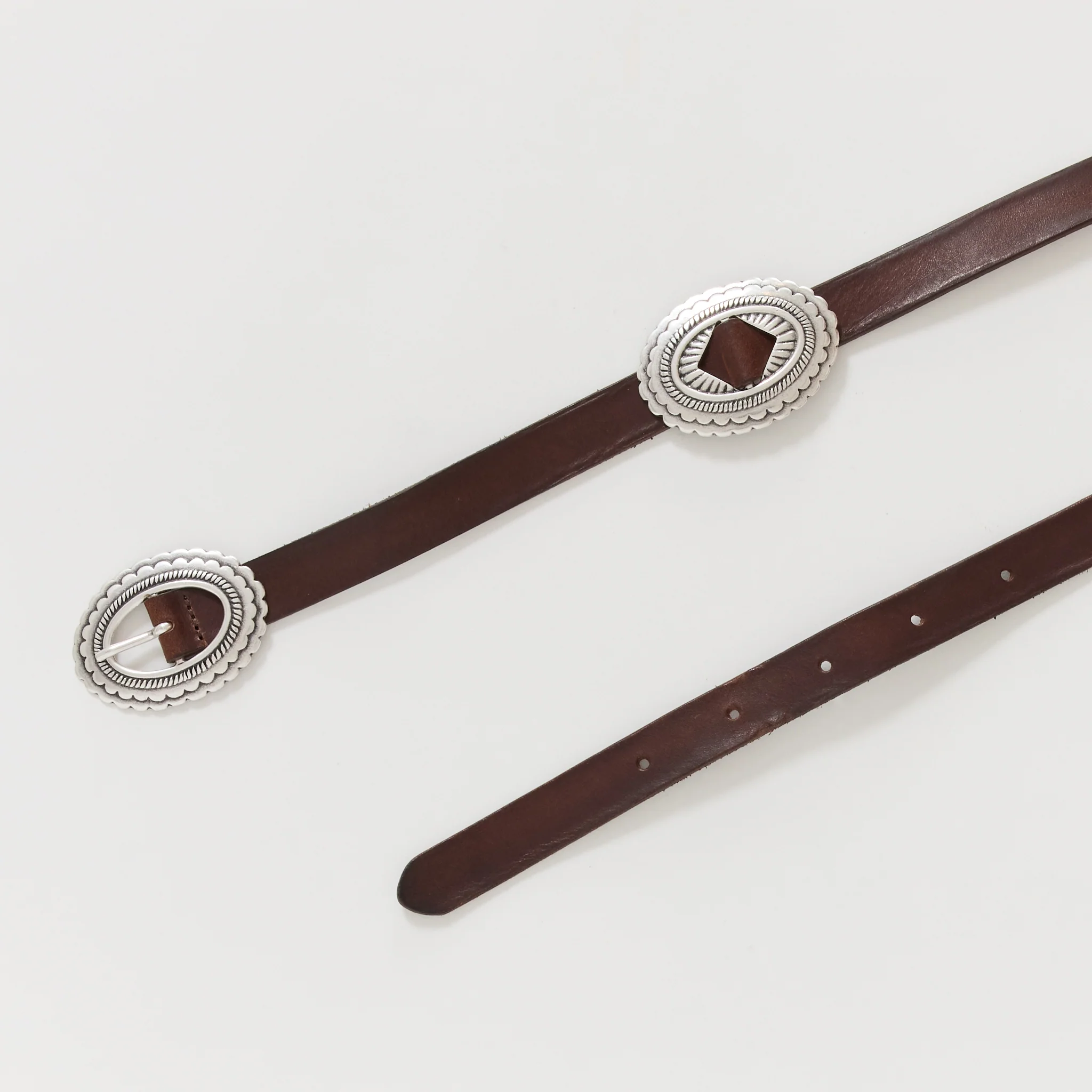 Western Concho Silver Belt Dark Brown