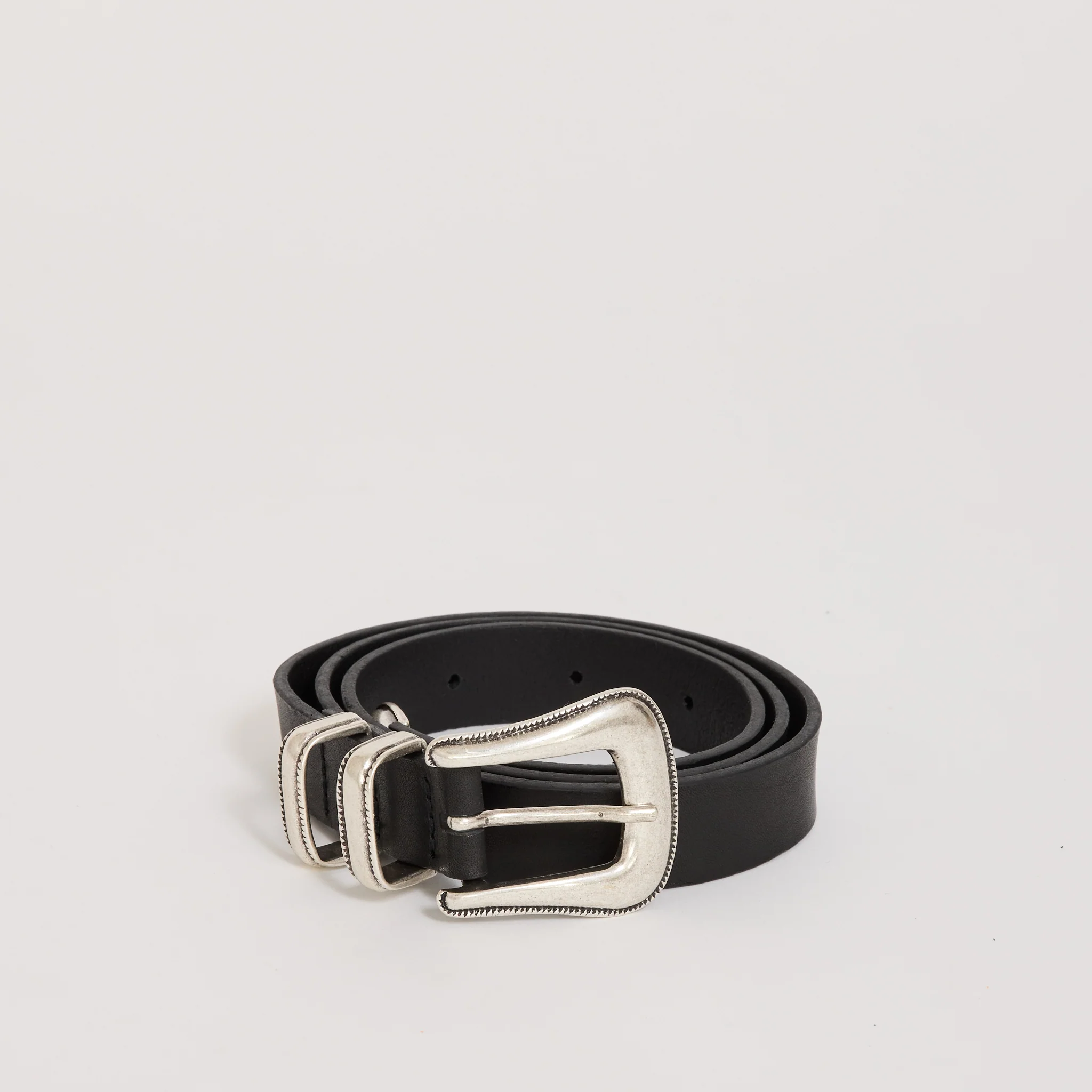Western Silver Belt Black