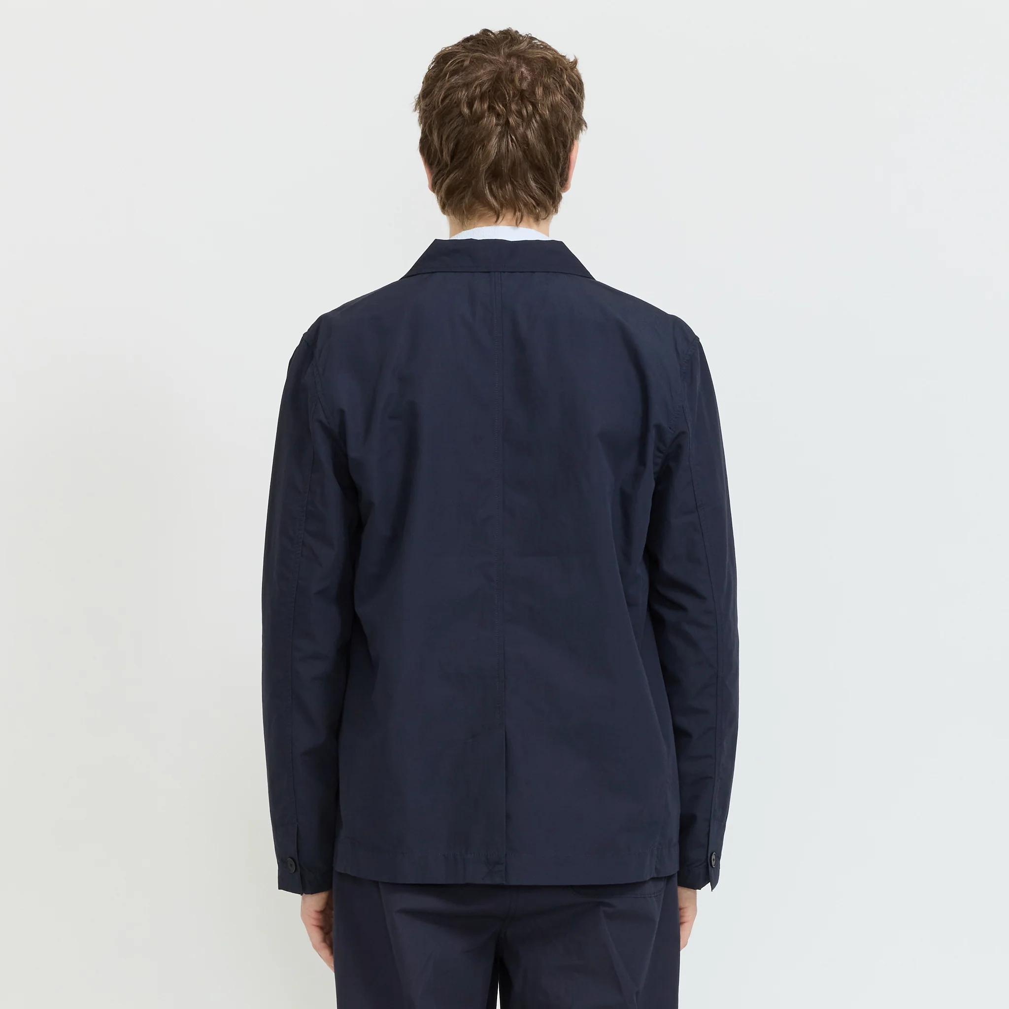 Wide Fit Blazer Navy Tech Slub - Image 4