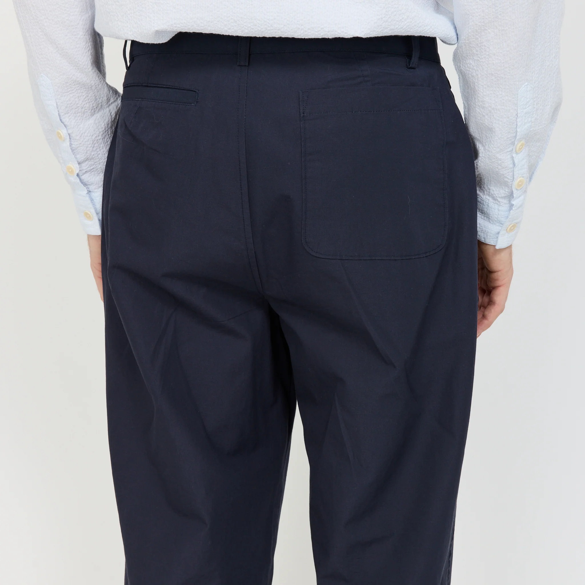 Wide Fit Trouser Navy Tech Slub - Image 6