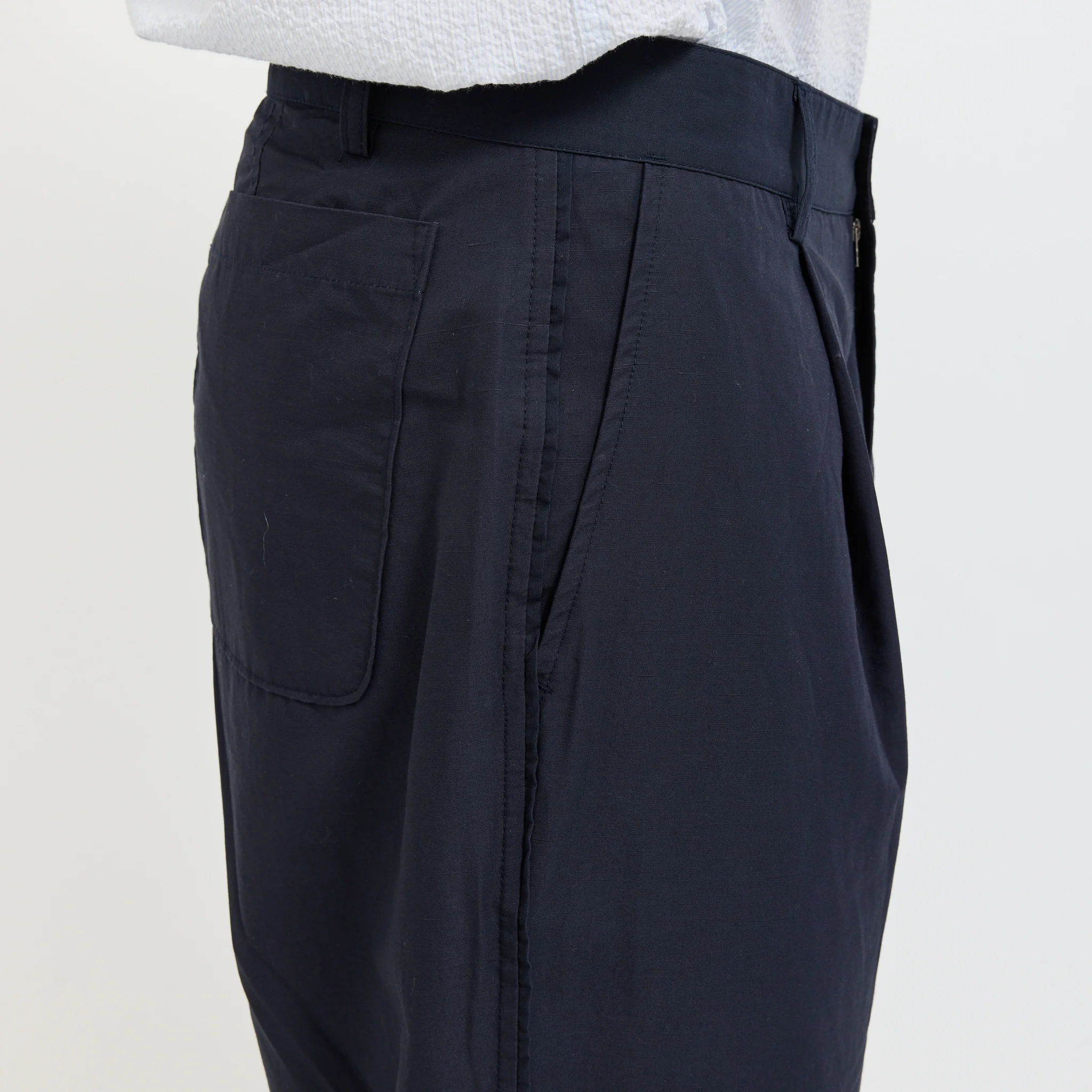 Wide Fit Trouser Navy Tech Slub - Image 7