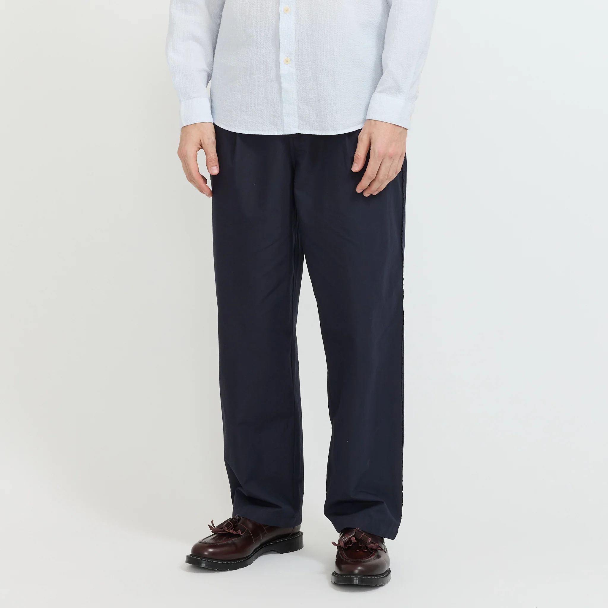 Wide Fit Trouser Navy Tech Slub - Image 8