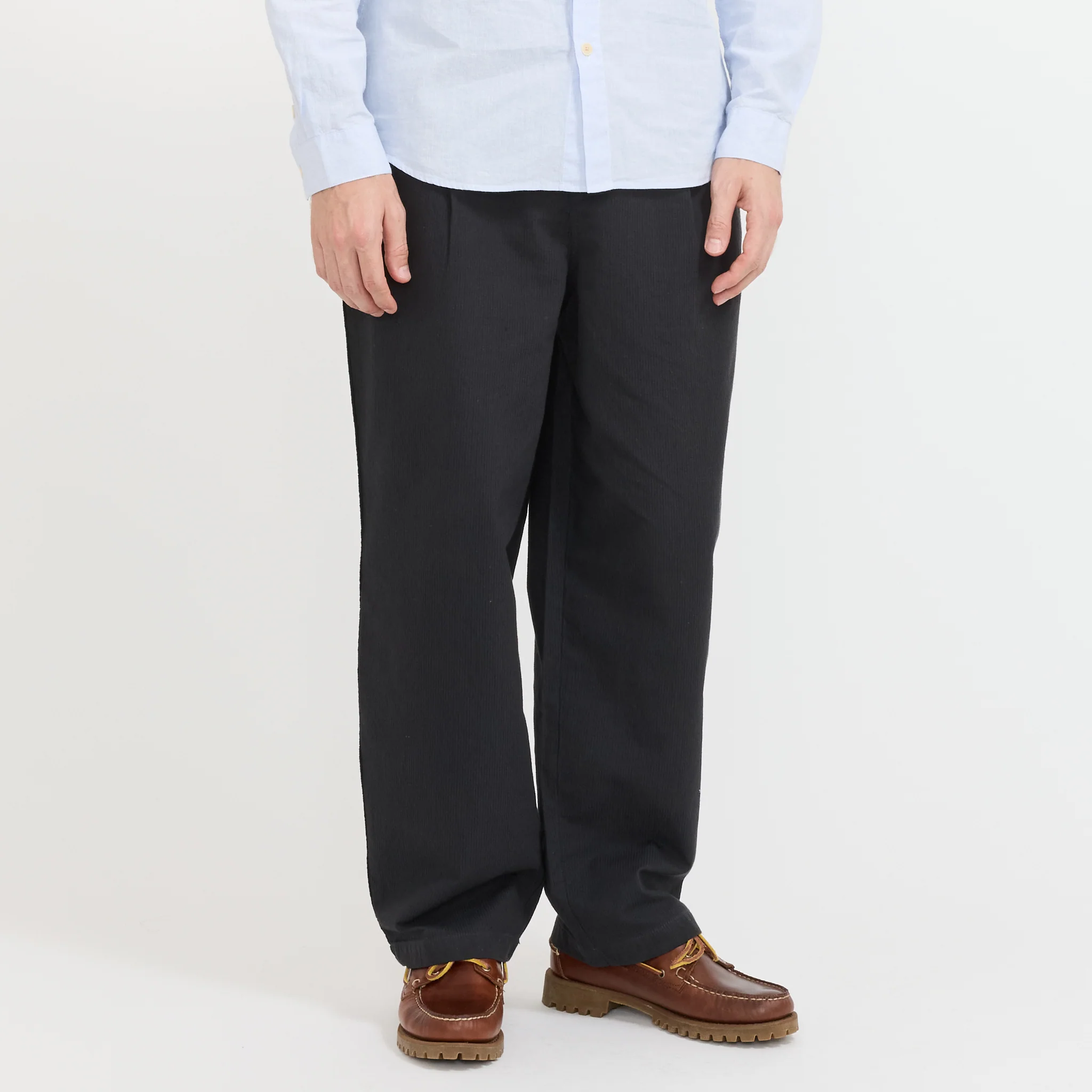 Wide Fit Trouser Soft Black Topstitch