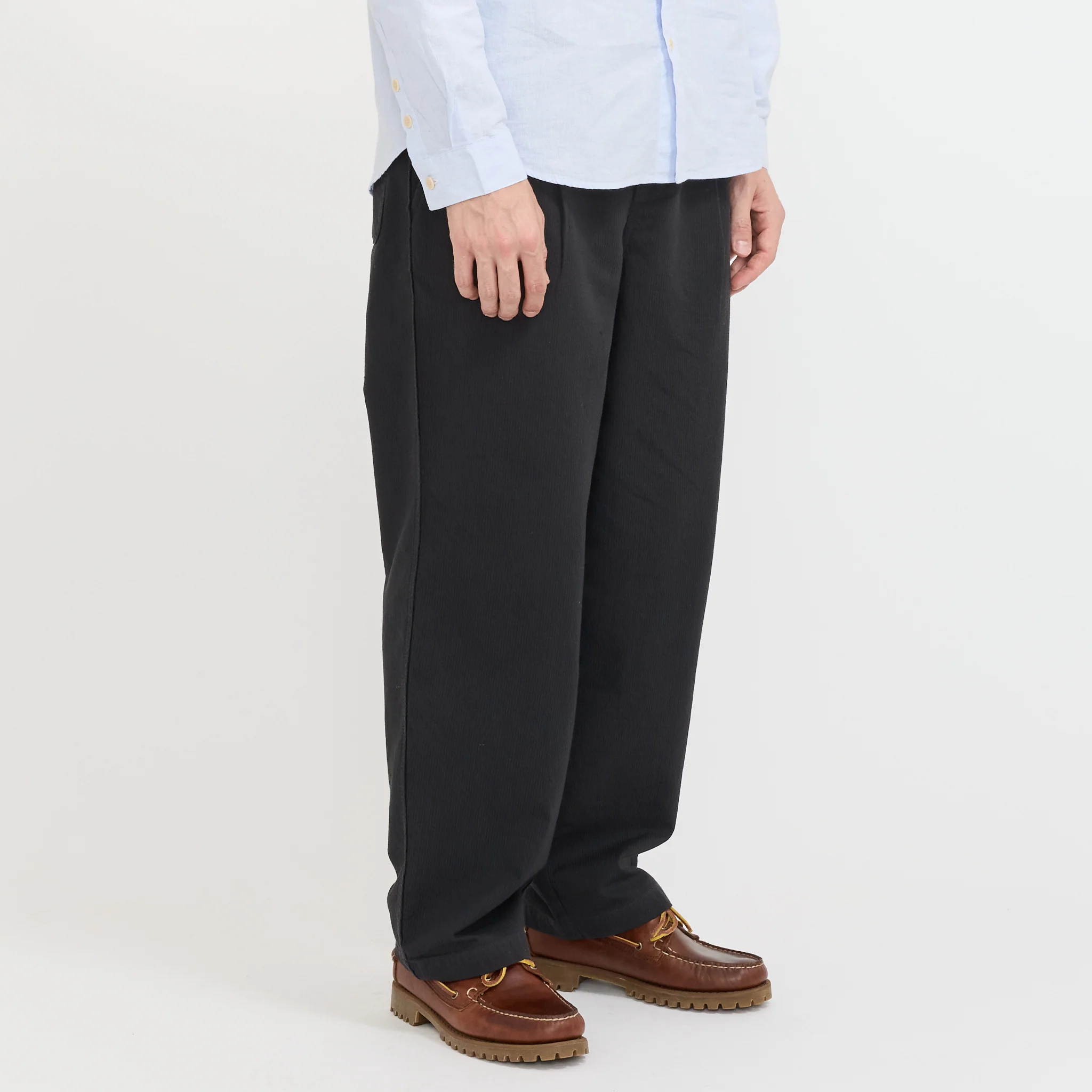 Wide Fit Trouser Soft Black Topstitch - Image 3