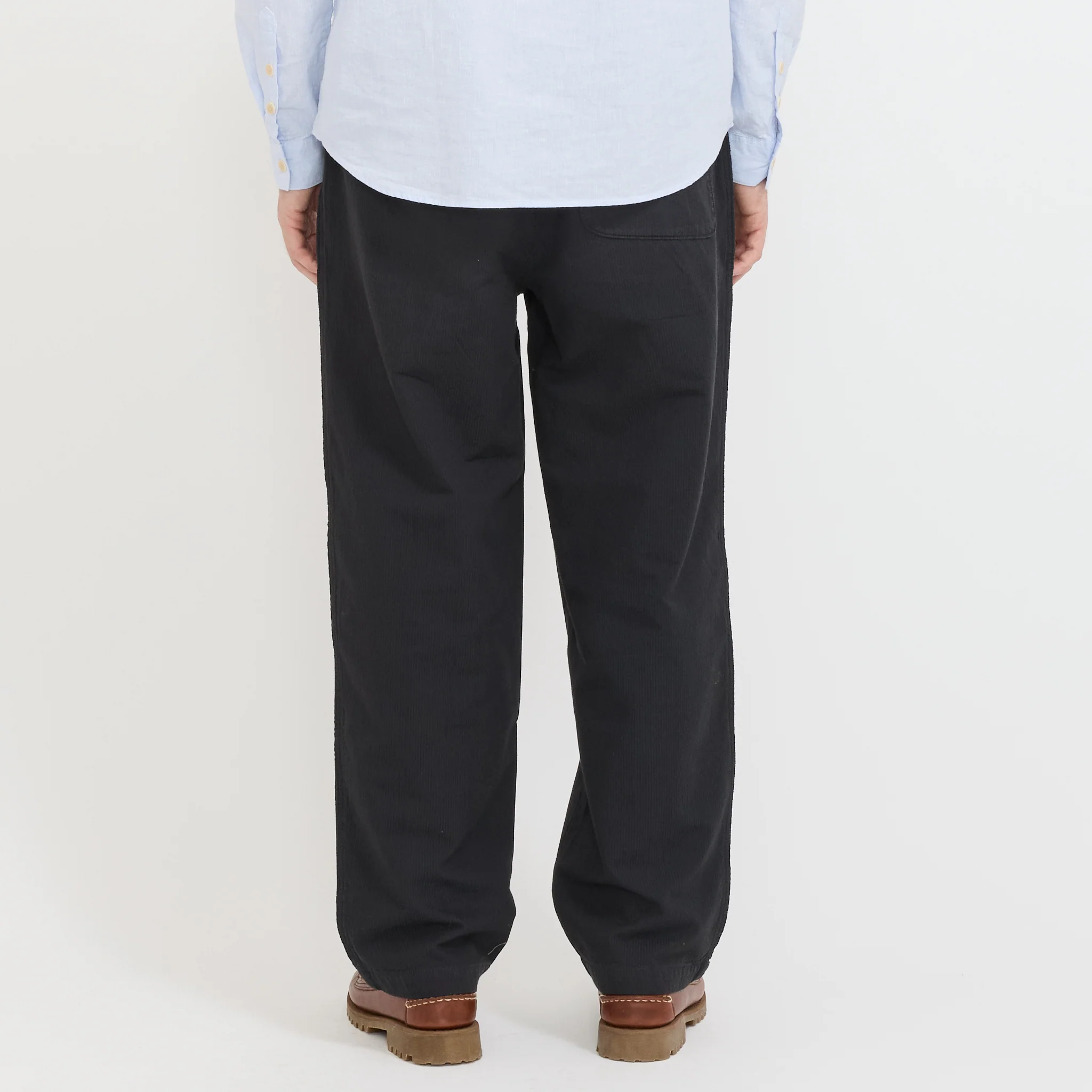 Wide Fit Trouser Soft Black Topstitch - Image 4