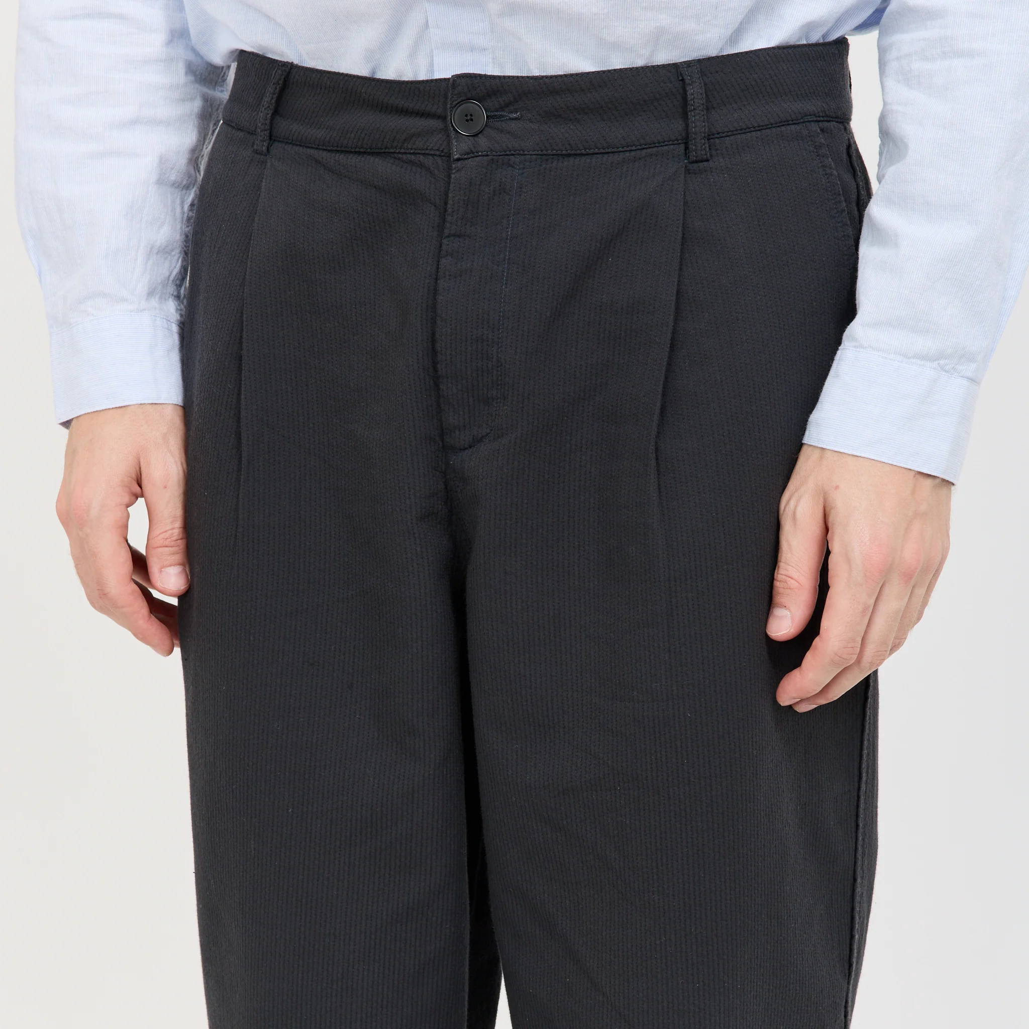 Wide Fit Trouser Soft Black Topstitch - Image 5