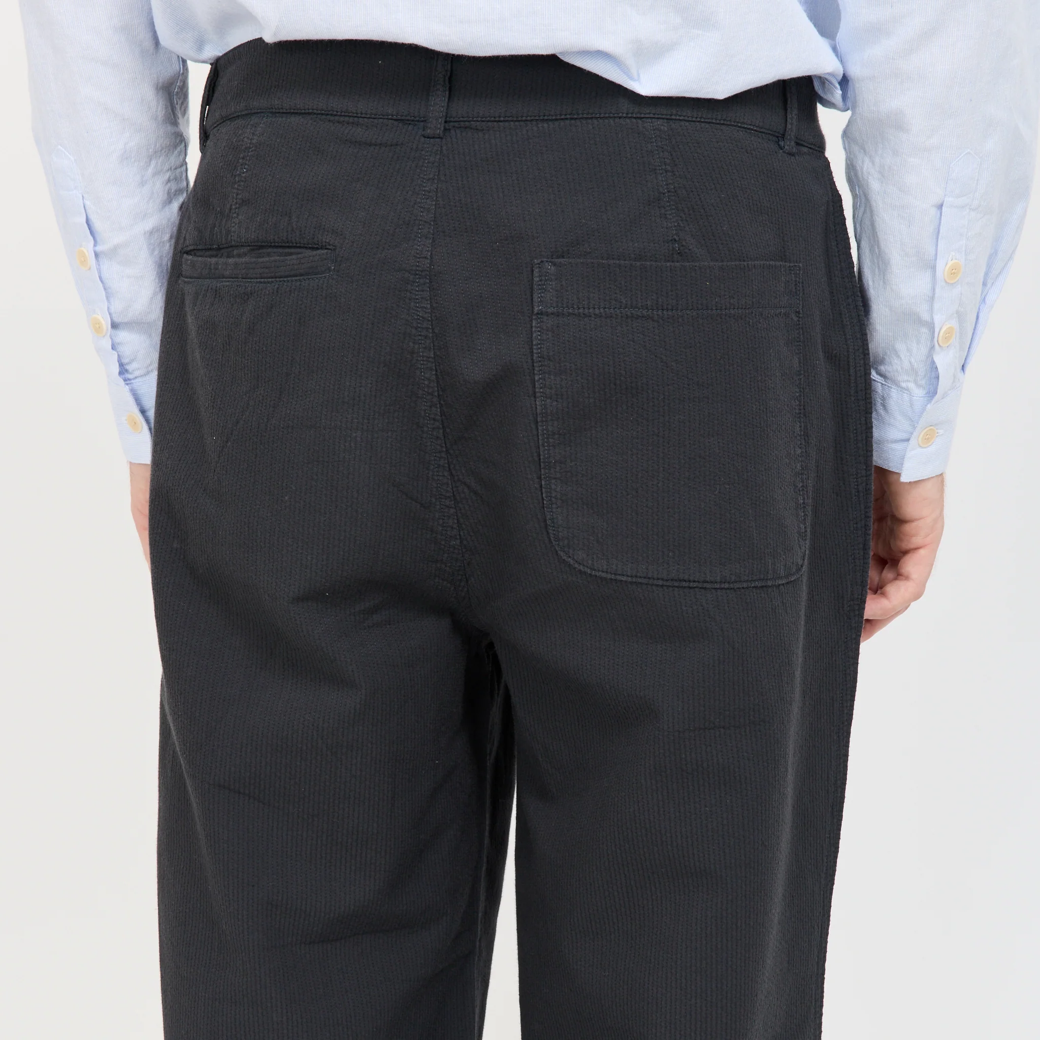 Wide Fit Trouser Soft Black Topstitch - Image 6