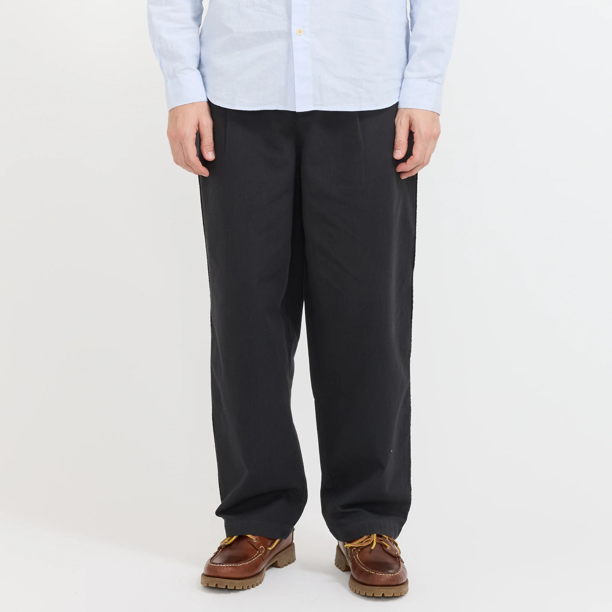 Wide Fit Trouser Soft Black Topstitch - Image 7