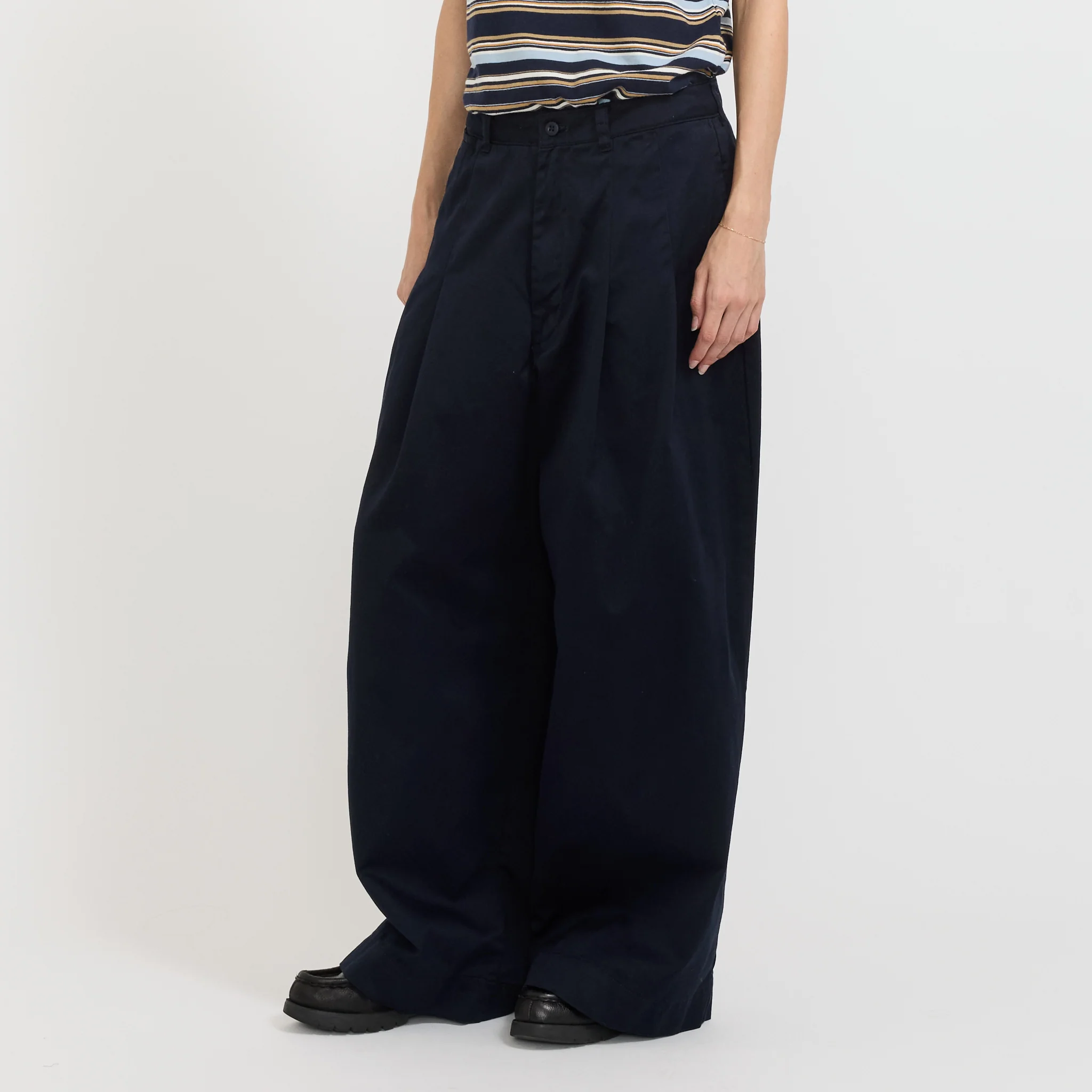 Wide Tack Chino Pants Dark Navy
