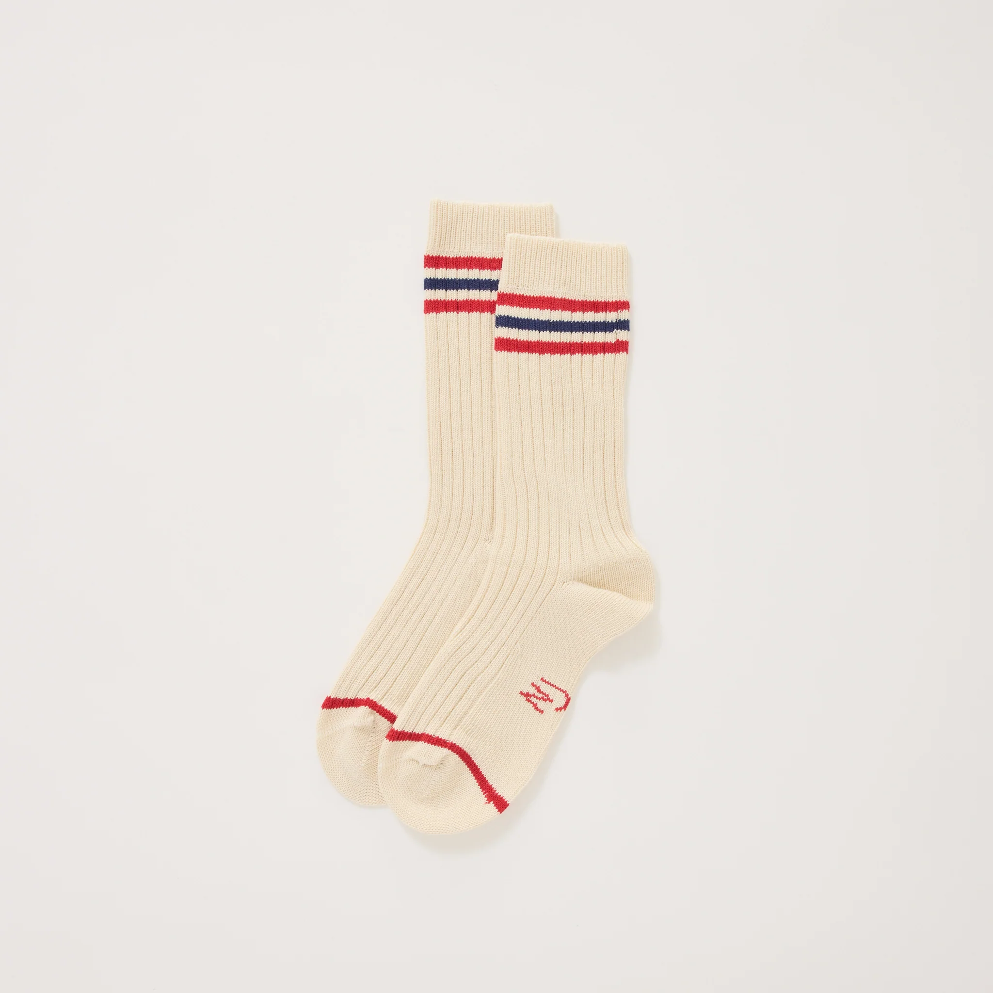 Women Tennis Socks Retro Off White/Red