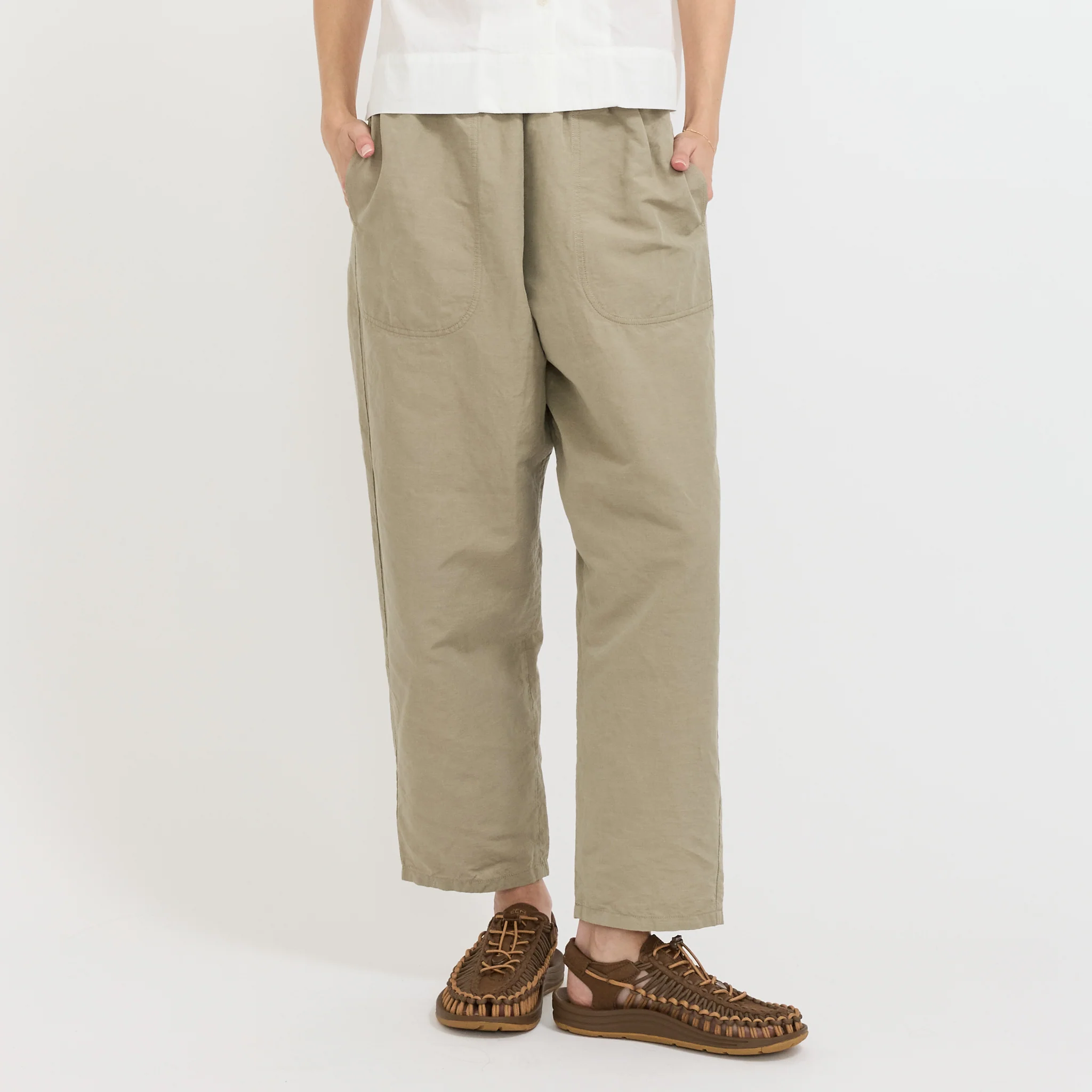 Womens Easy Pants Cotton/Linen Weather Cloth Olive